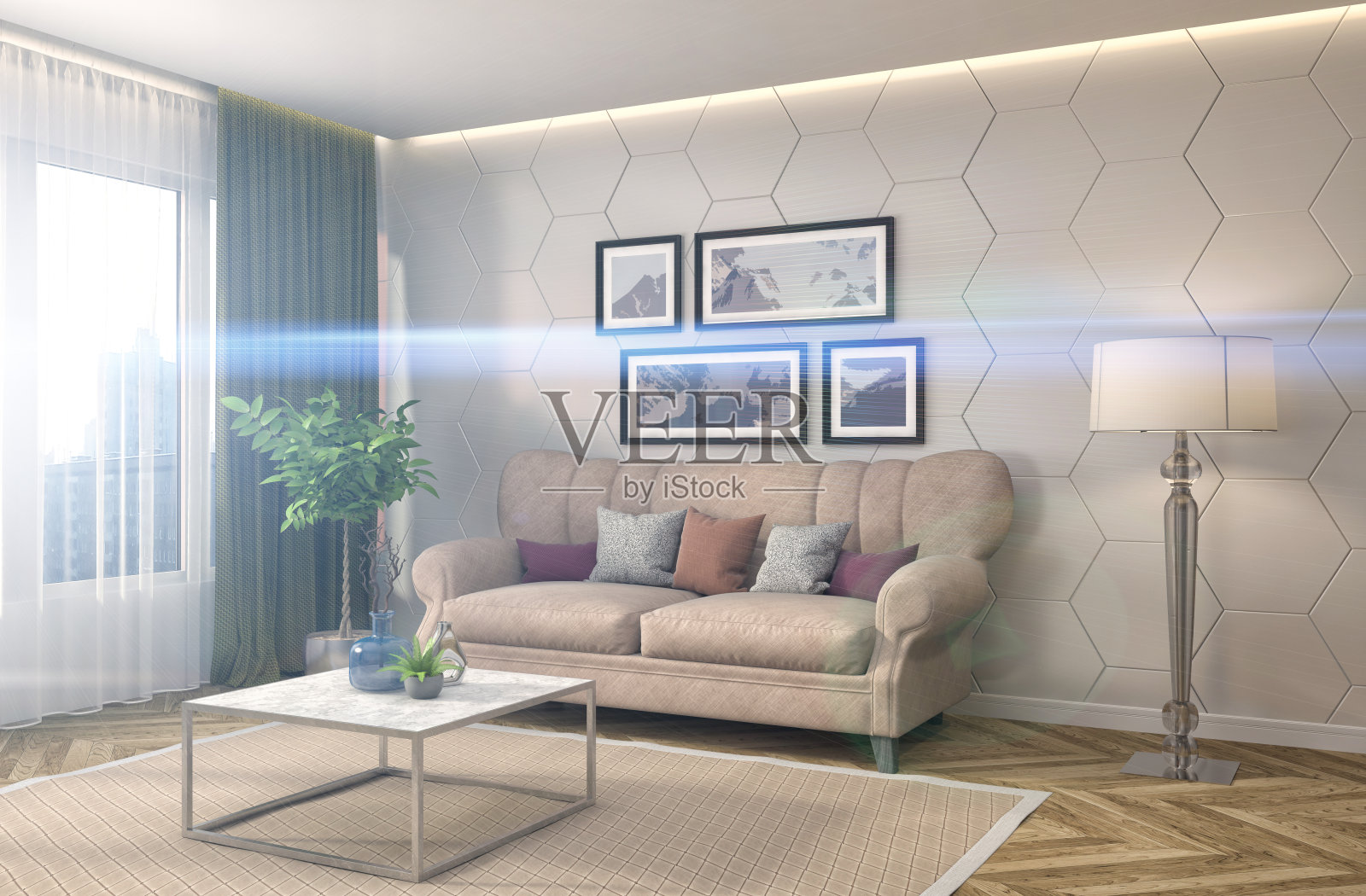 室内用沙发。三维演示照片摄影图片