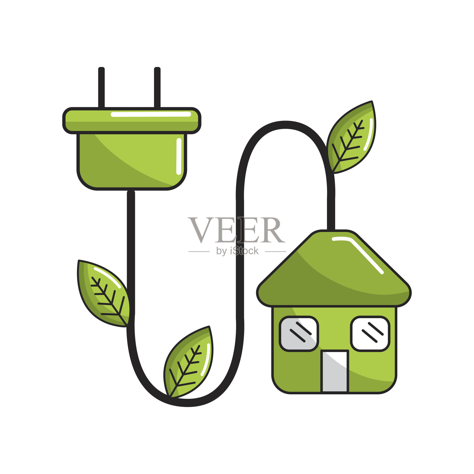 减少电源线图标插画图片素材