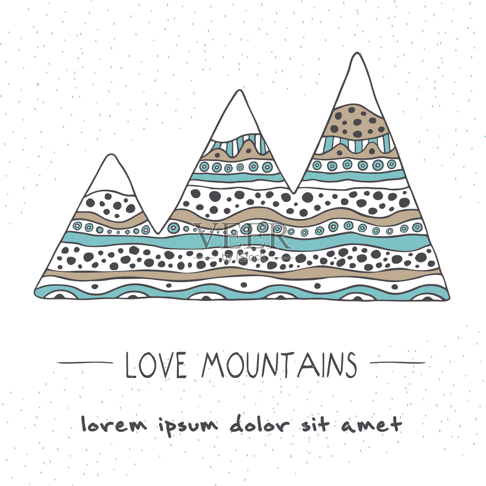 山的轮廓在涂鸦风格。手绘矢量插图。插画图片素材