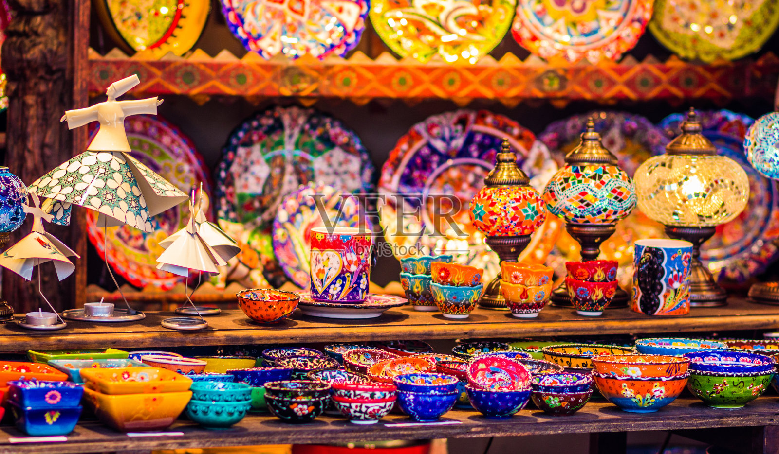 各式各样的摩洛哥用具照片摄影图片