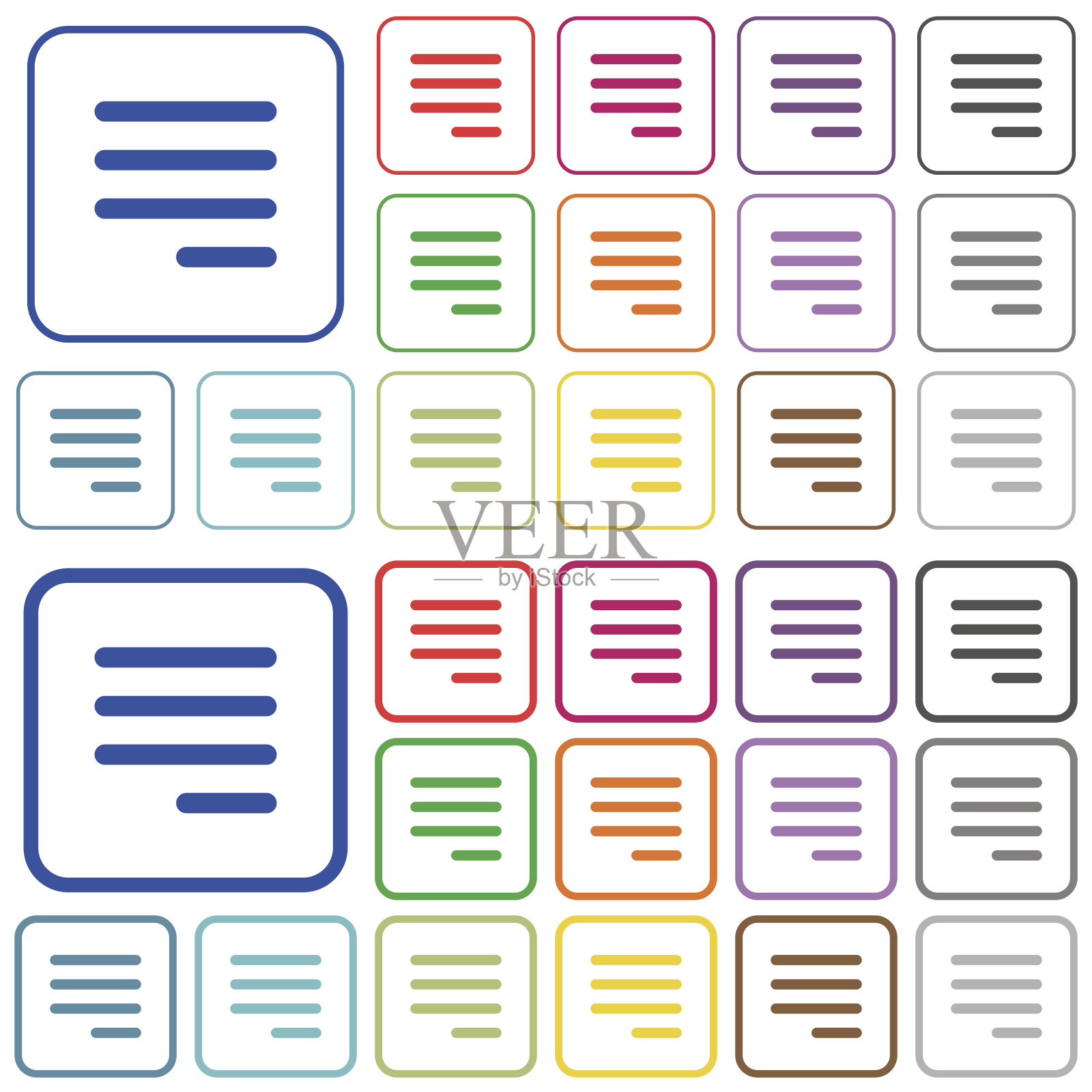 文本对齐，对齐最后一行右概述的平面颜色图标图标素材