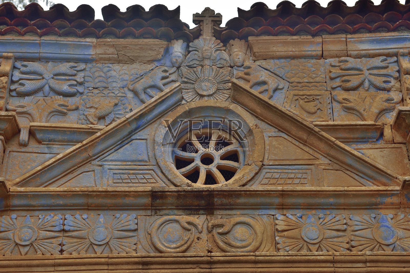 阿兹特克门户-我们的女王教堂(帕贾拉，富尔特文图拉)照片摄影图片