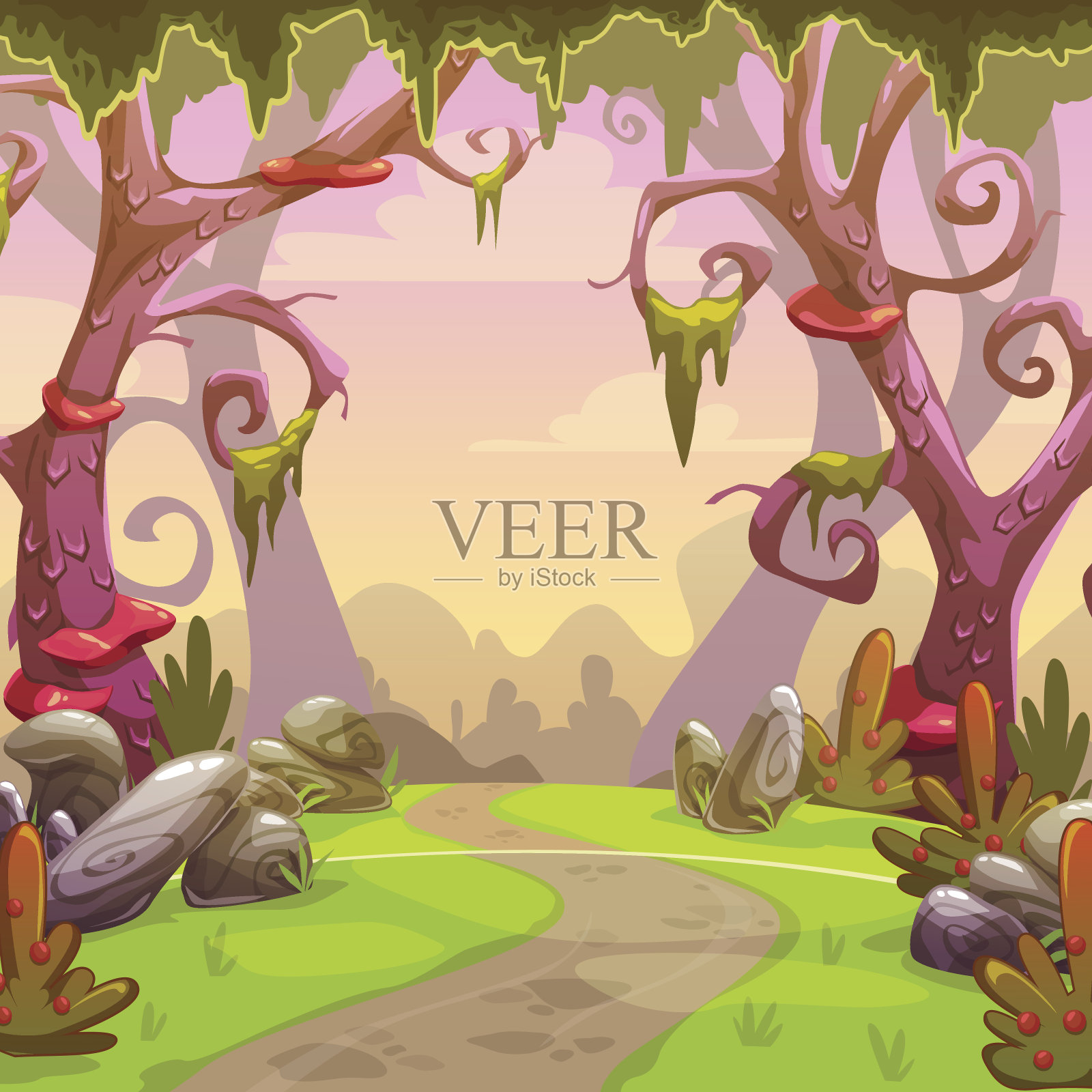 奇幻森林插图插画图片素材