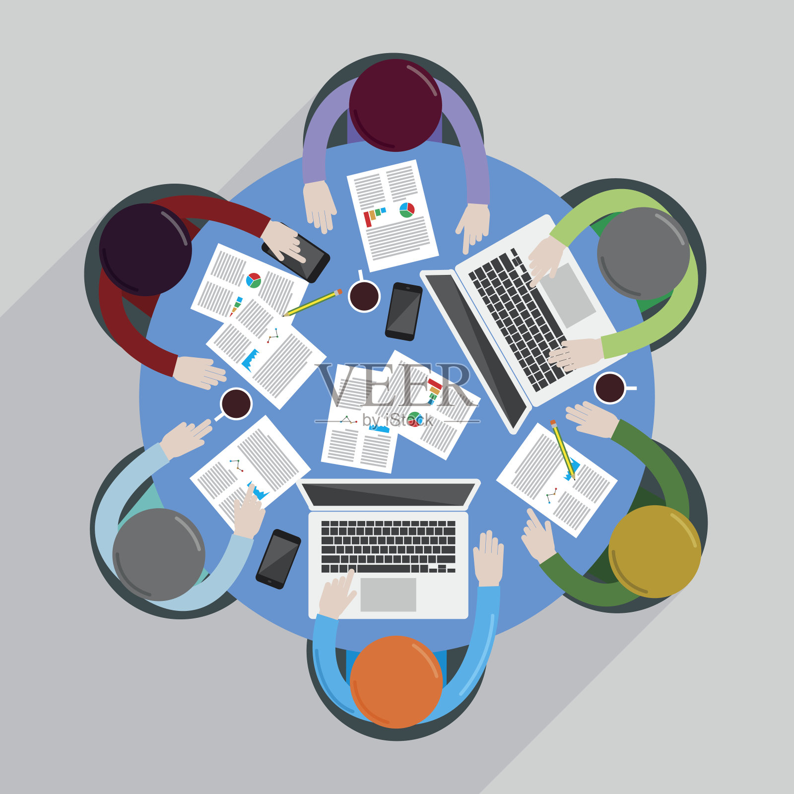 人们的头顶视图插画图片素材