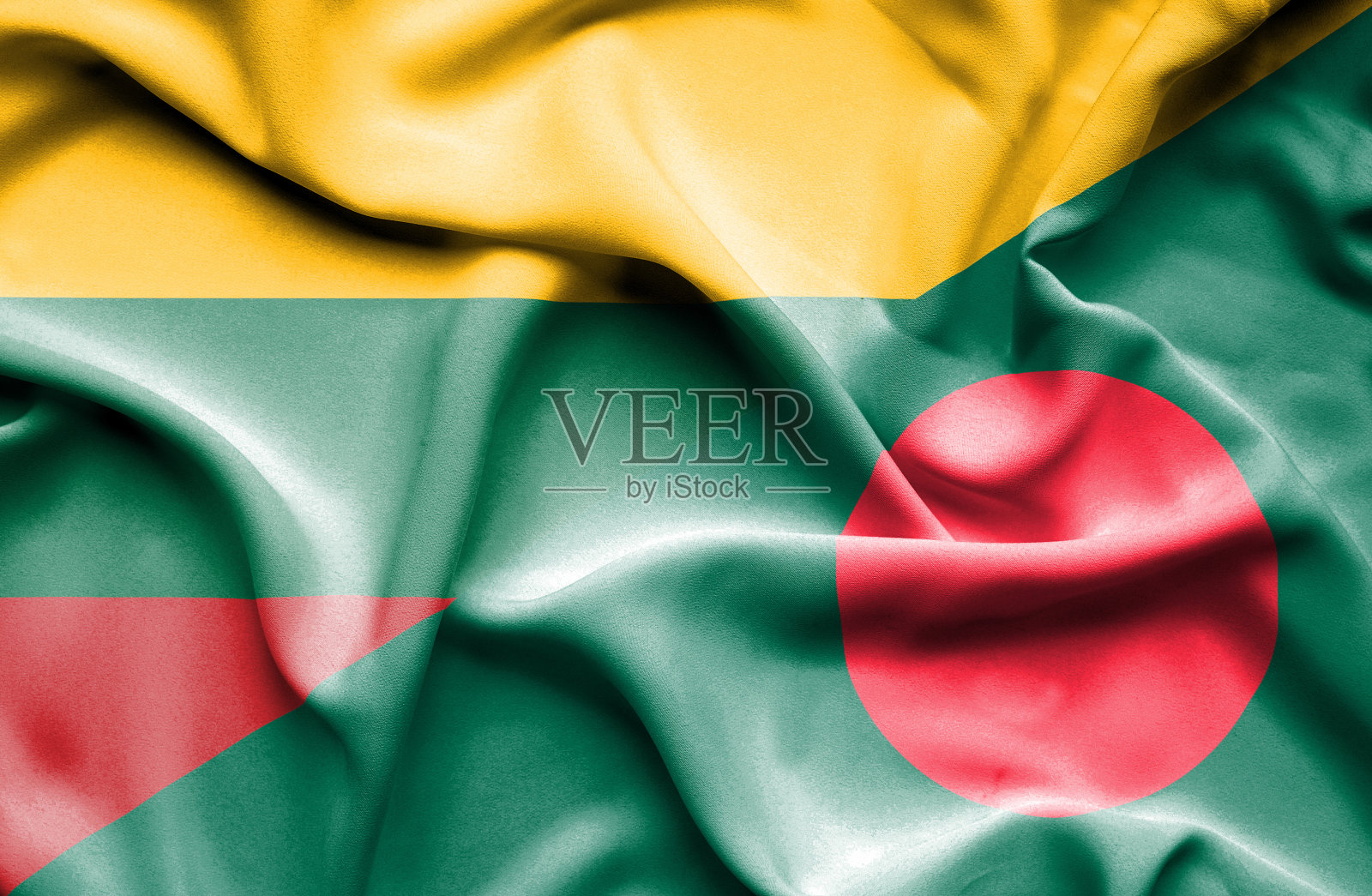 挥舞着孟加拉国和立陶宛的旗帜照片摄影图片