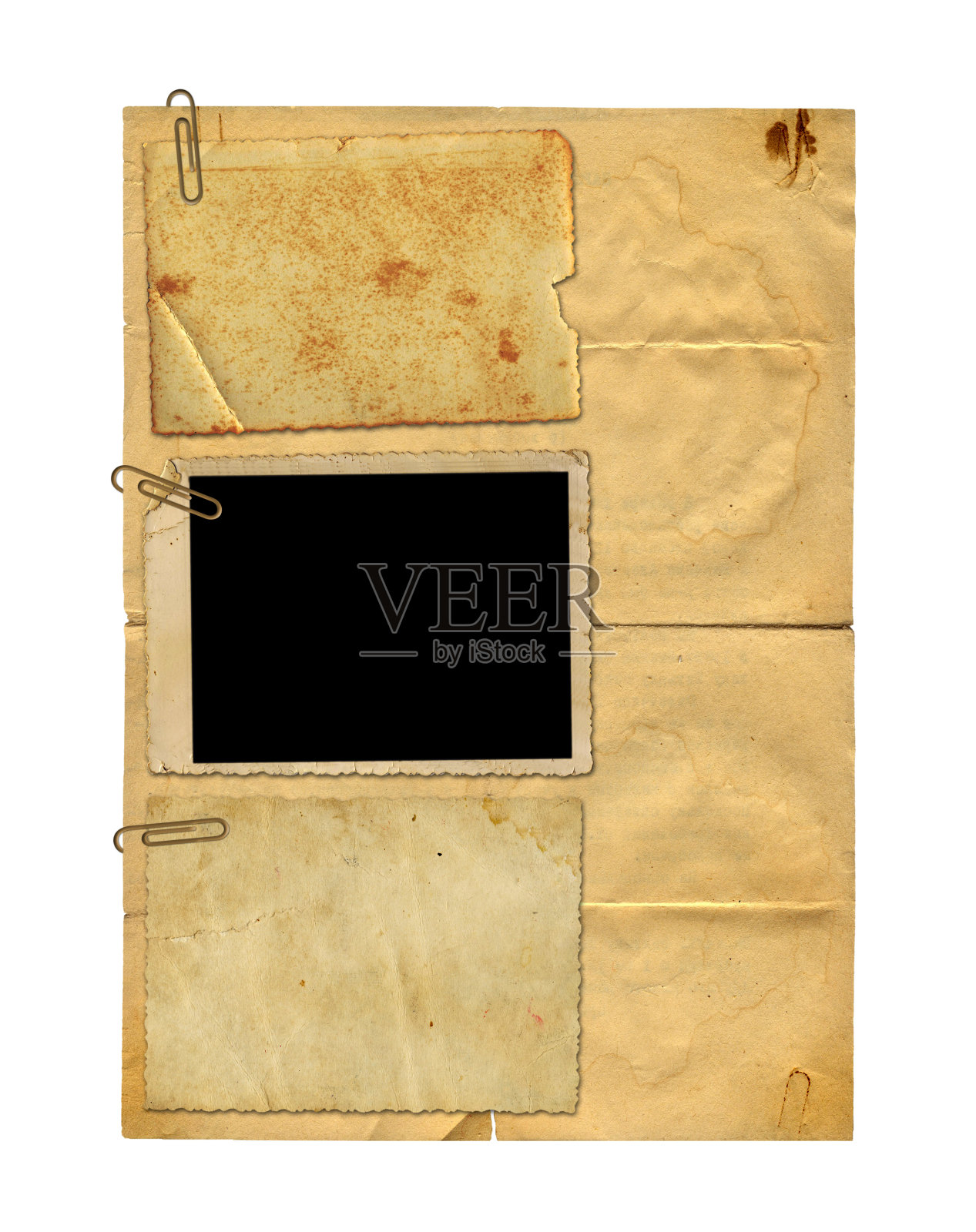 一套旧档案文件和老式明信片孤立照片摄影图片