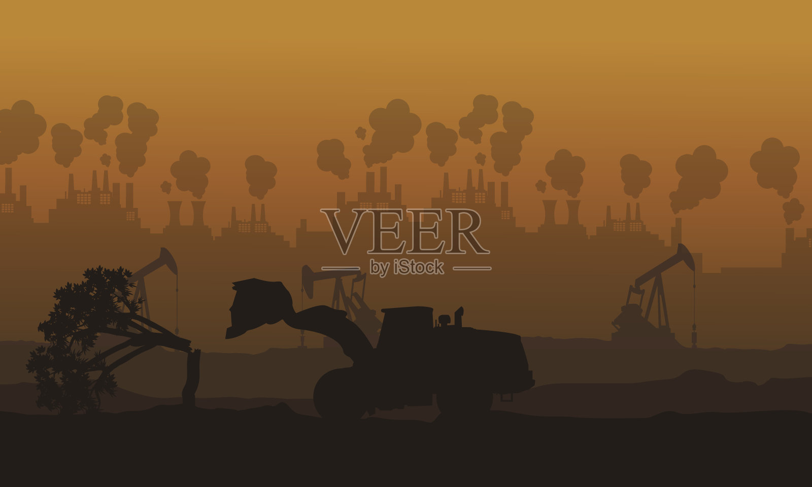 污染工业恶劣的环境景观插画图片素材