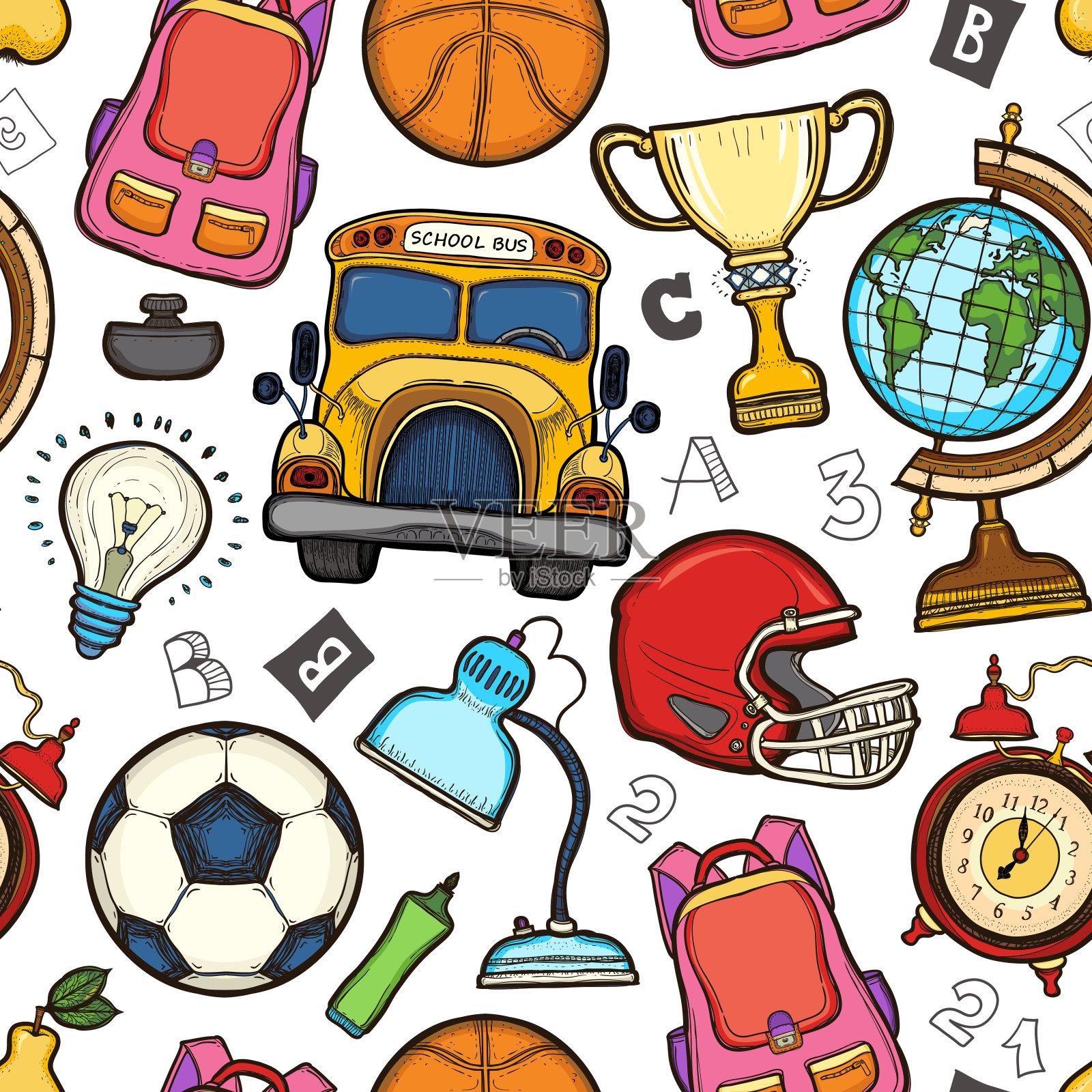 学校与教育要素无缝模式插画图片素材