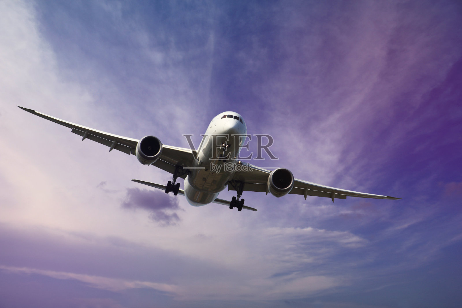 飞机与美丽的天空背景照片摄影图片