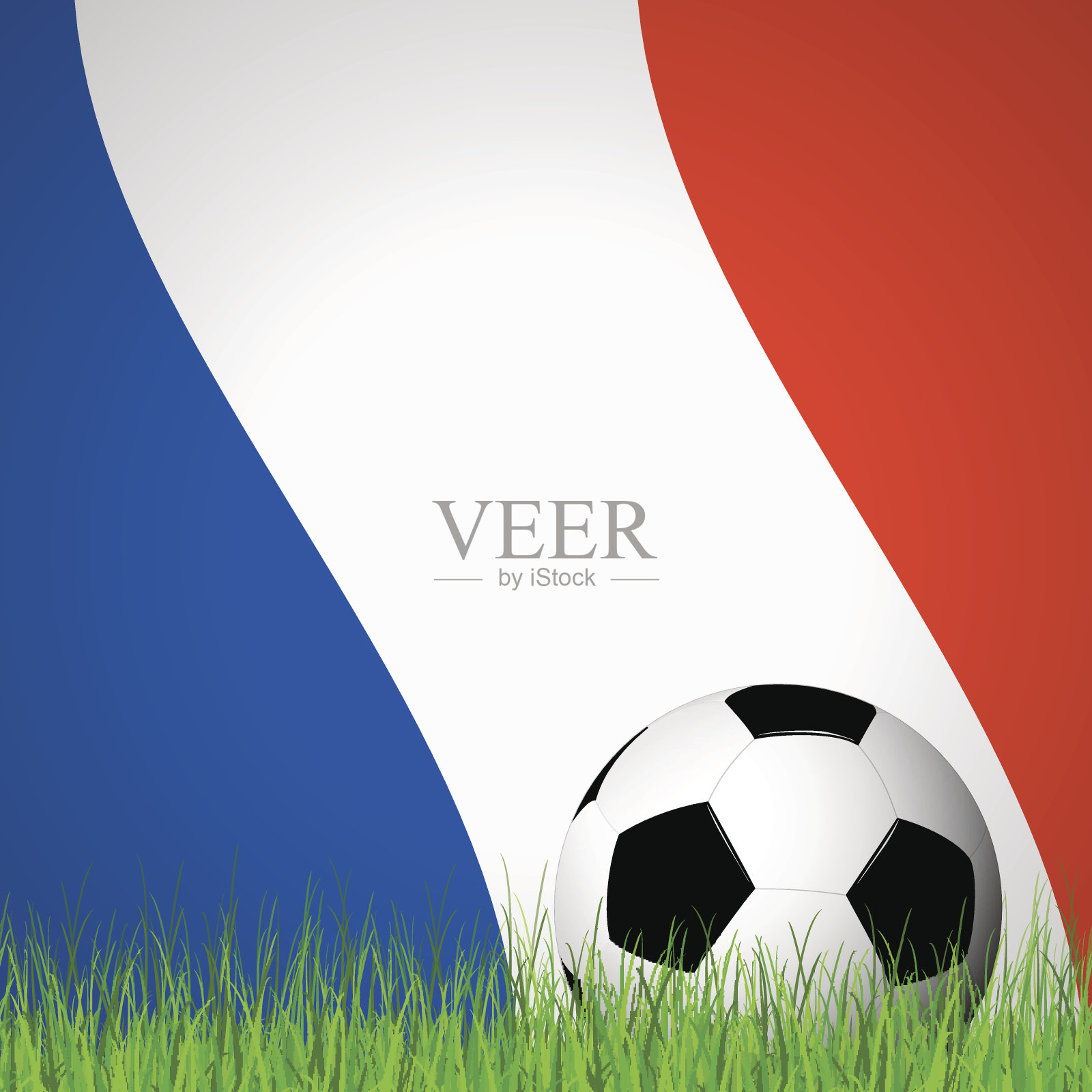 在法国国旗前踢足球插画图片素材