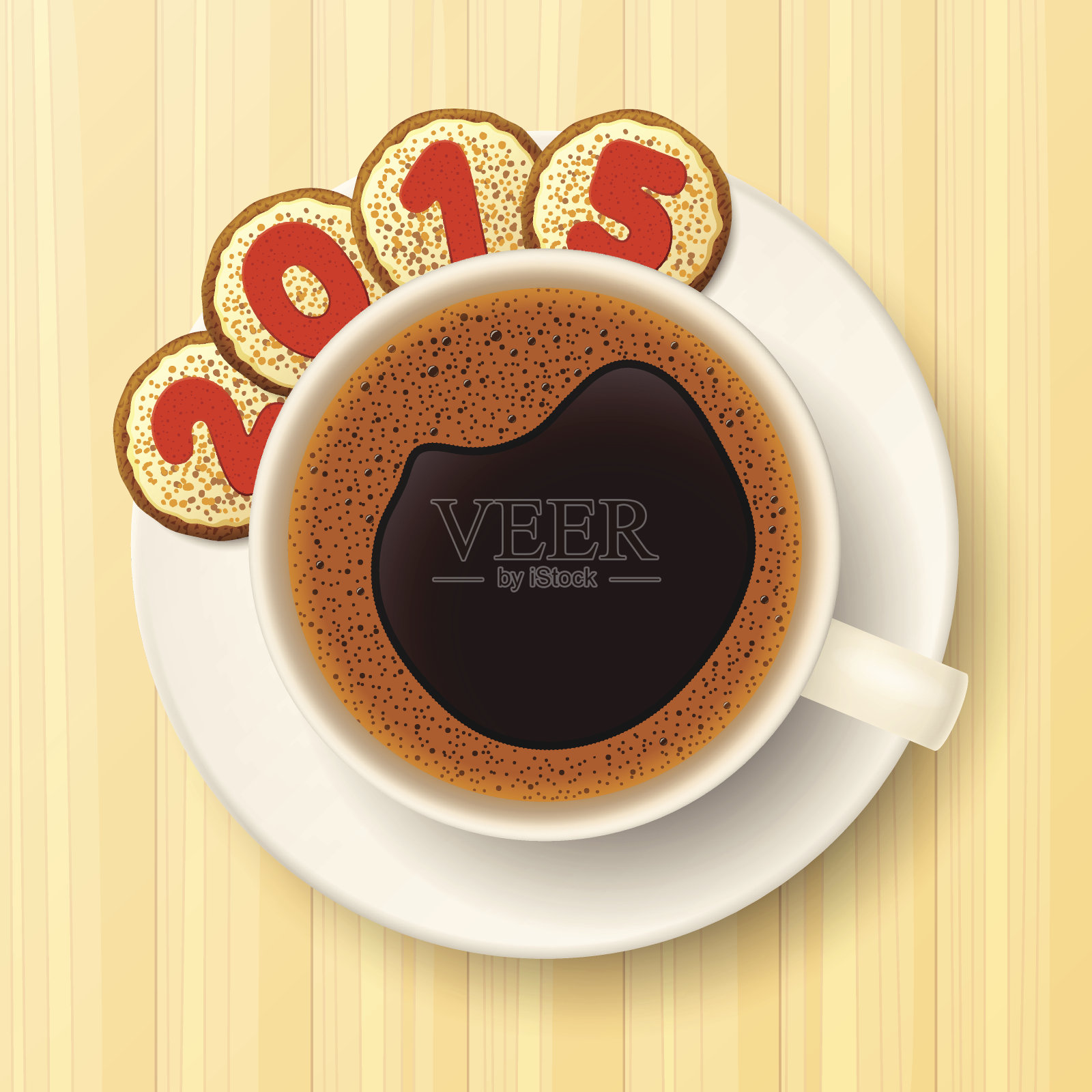 咖啡杯和新年饼干插画图片素材