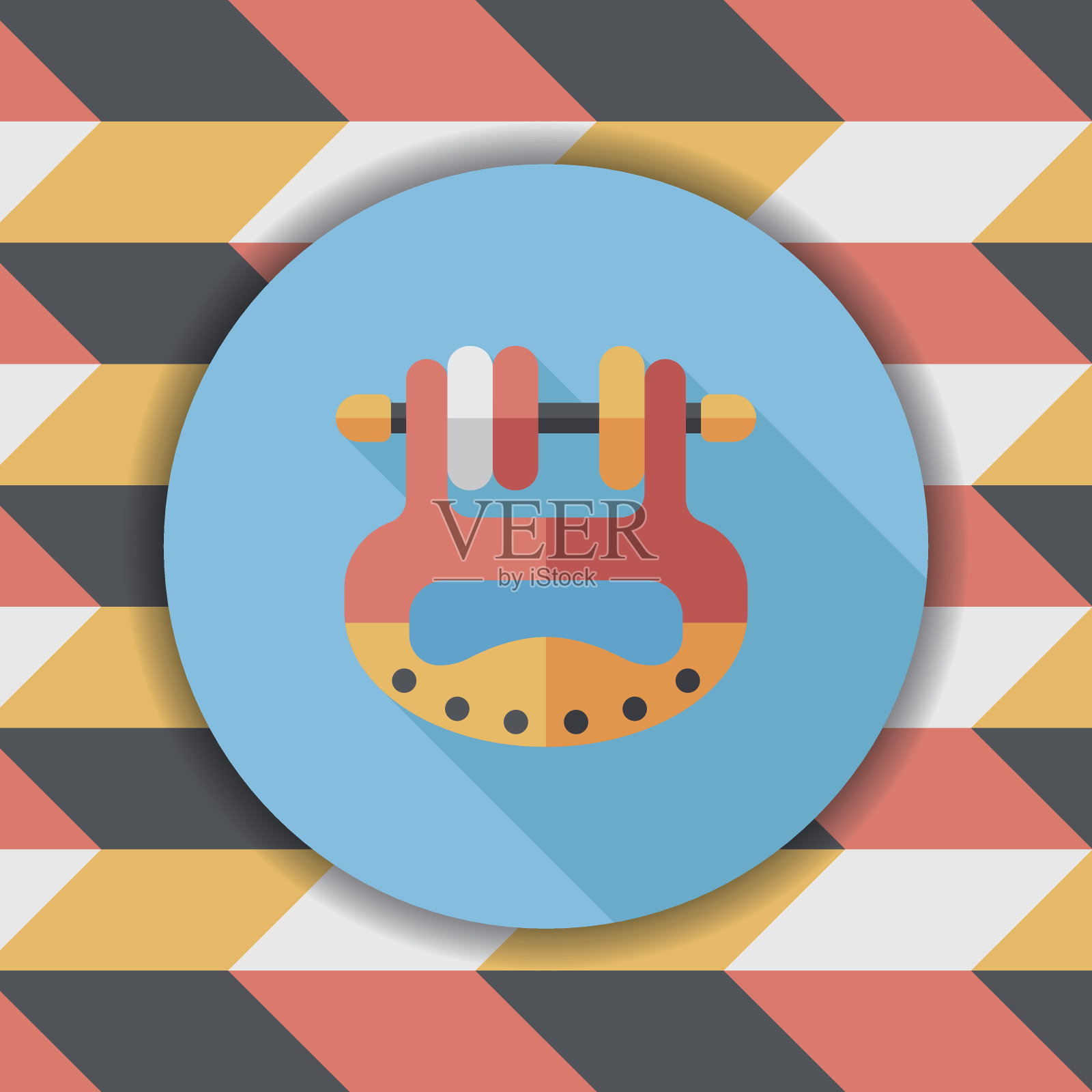 婴儿玩具平板图标与长影子，eps10插画图片素材