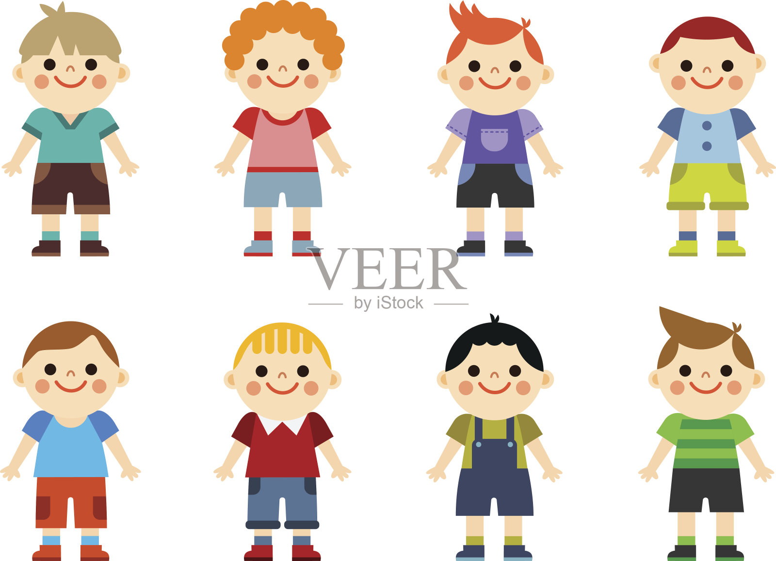 快乐小男孩集合集插画图片素材