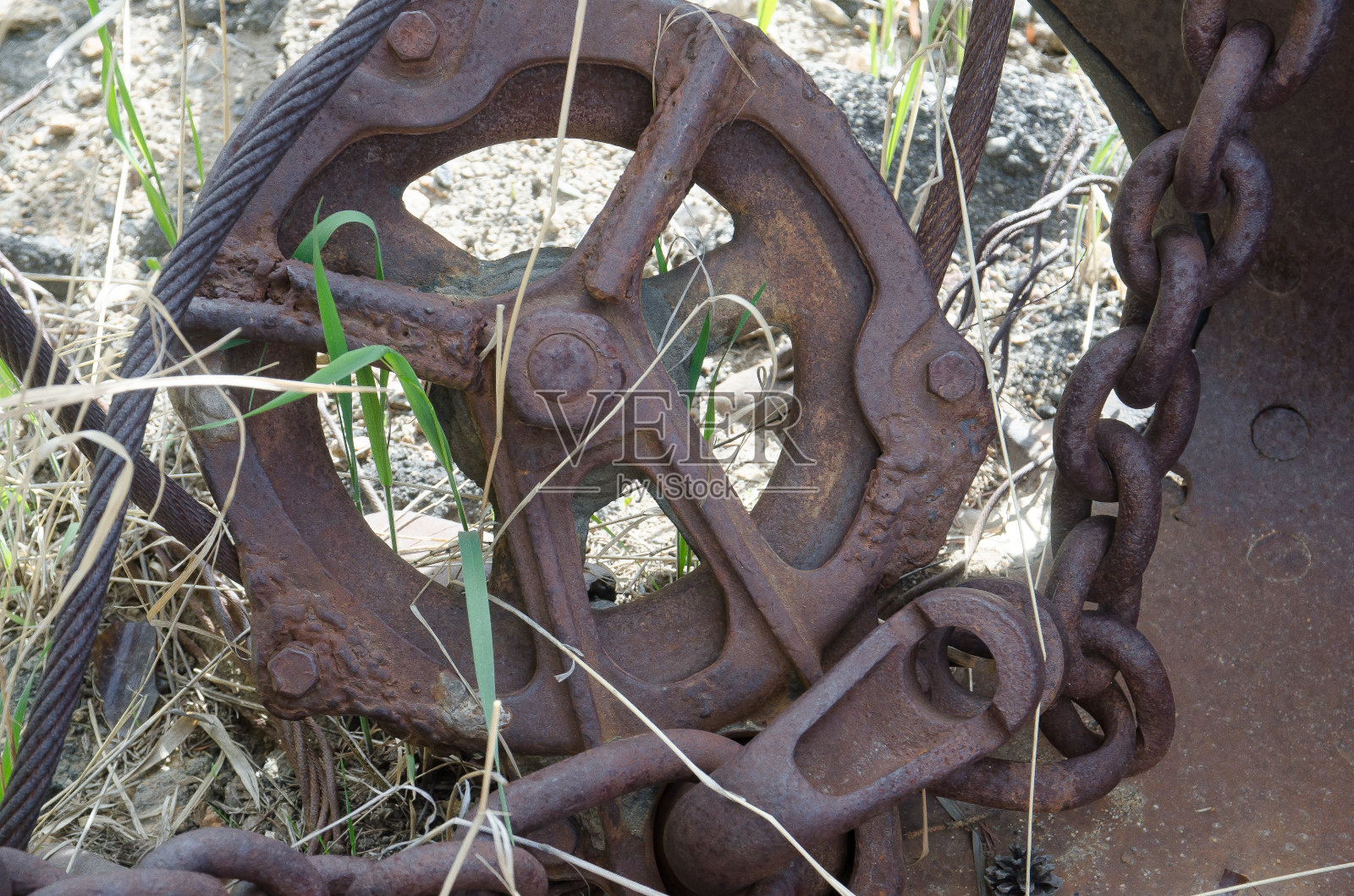生锈的滑轮照片摄影图片