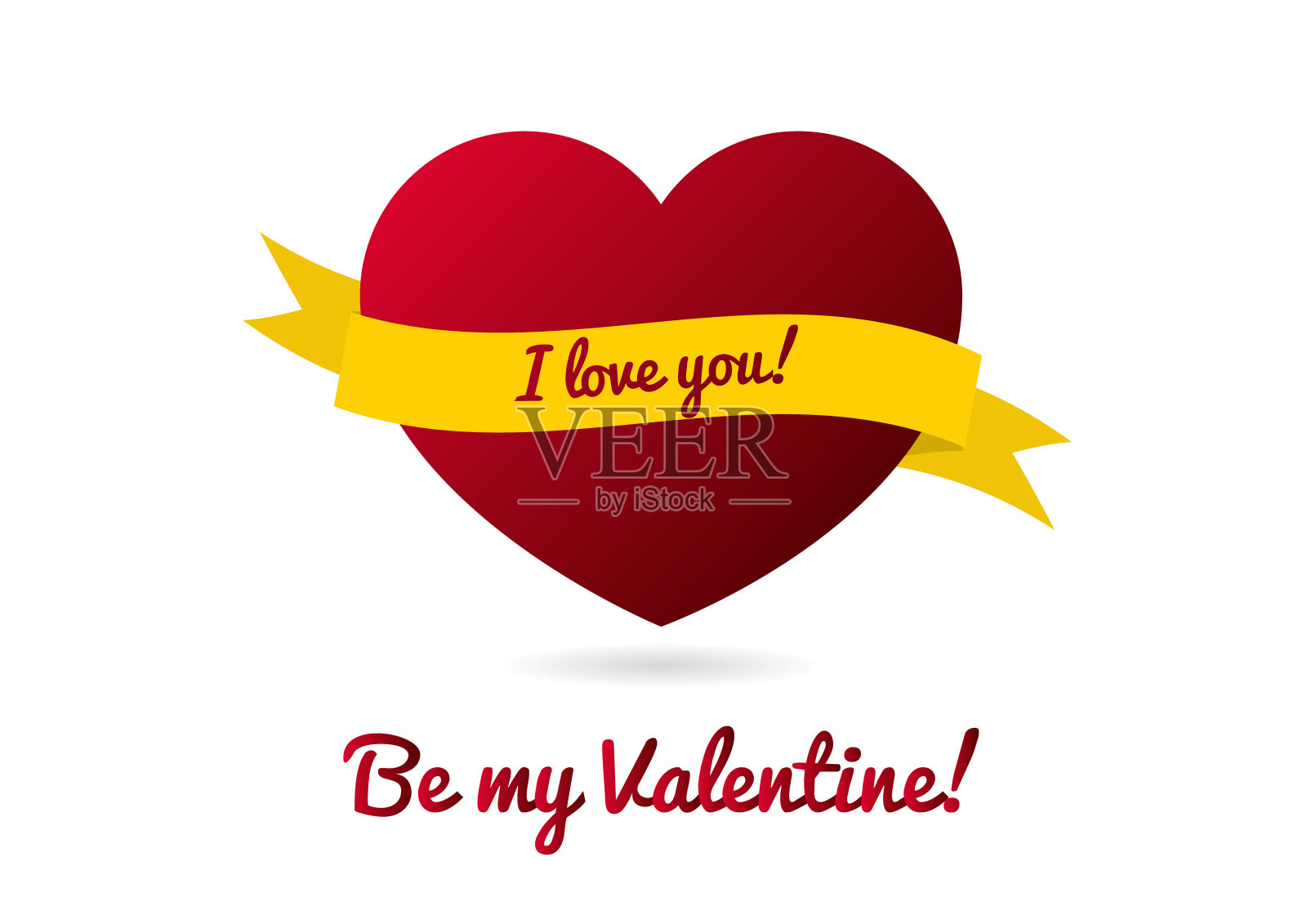 心形上挂着横幅的情人卡插画图片素材