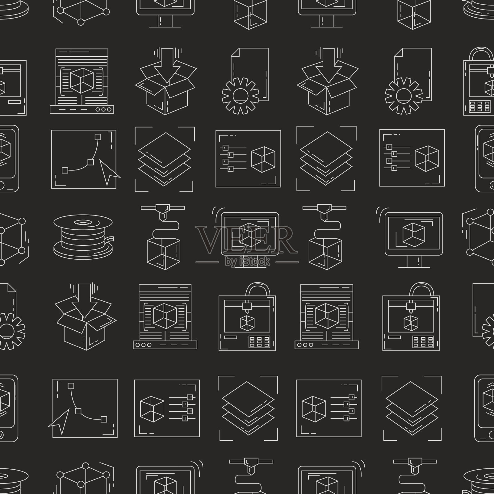 矢量涂鸦图标3d打印图标素材