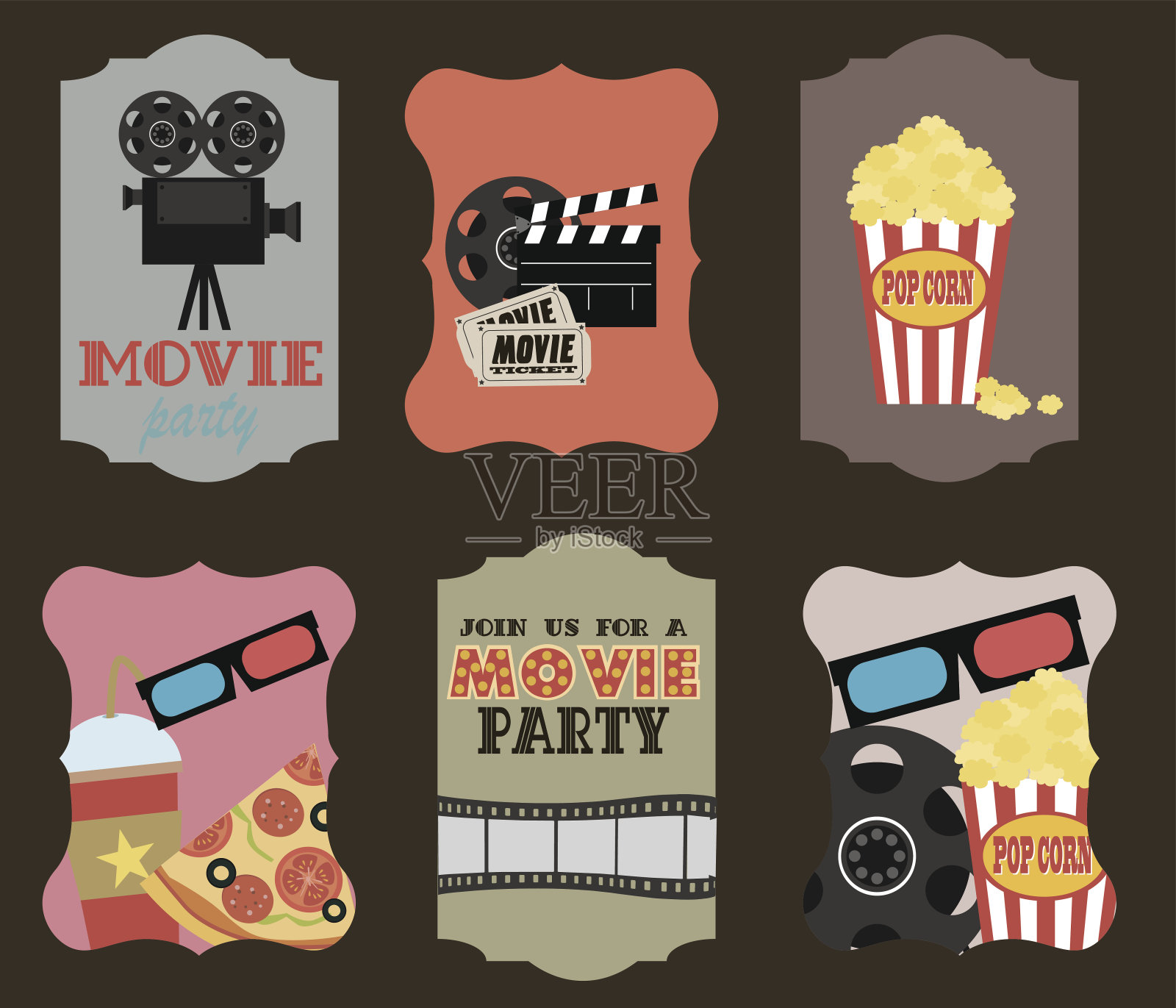 电影生日聚会框架插画图片素材