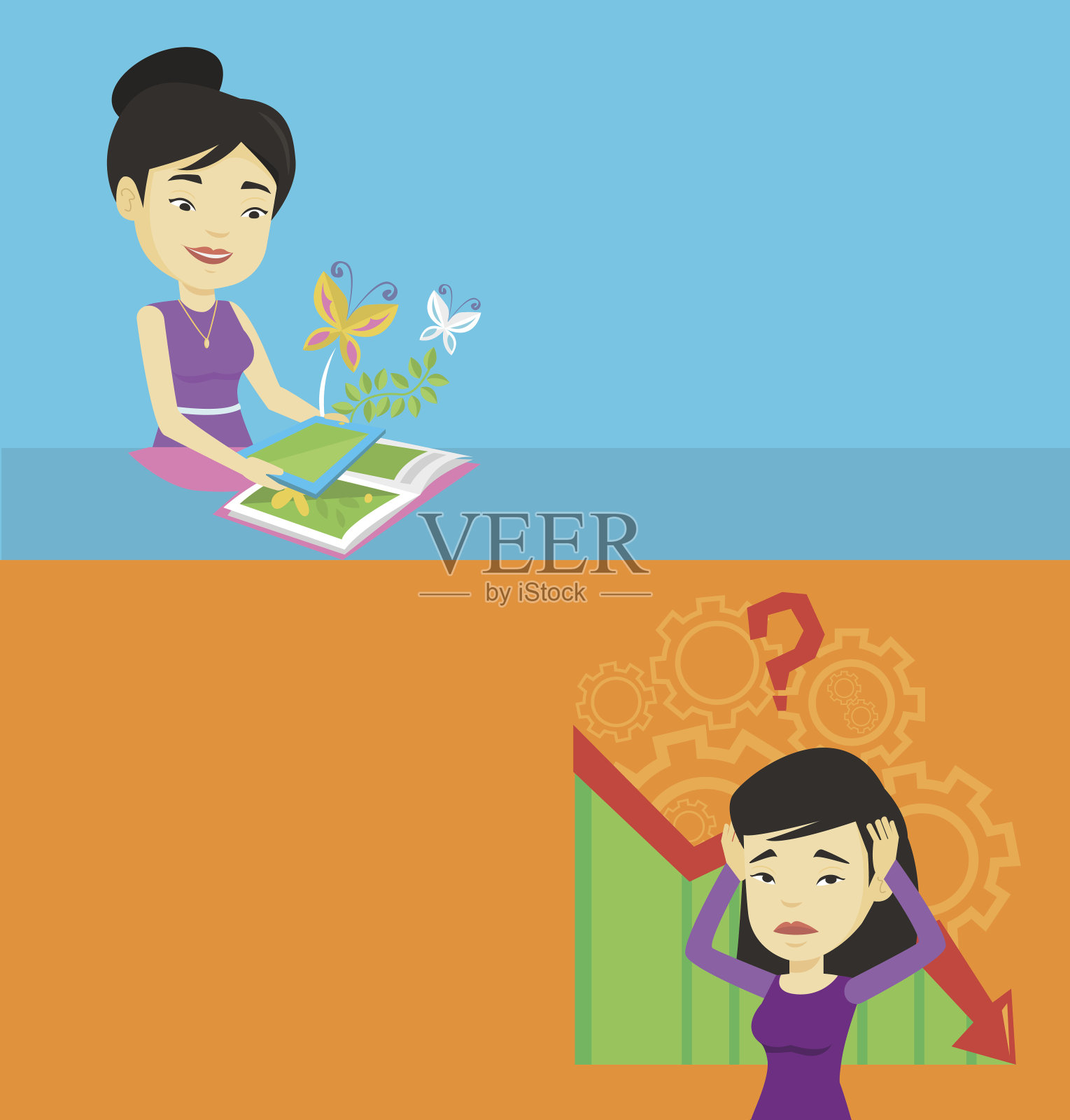 两个技术横幅与文本空间插画图片素材