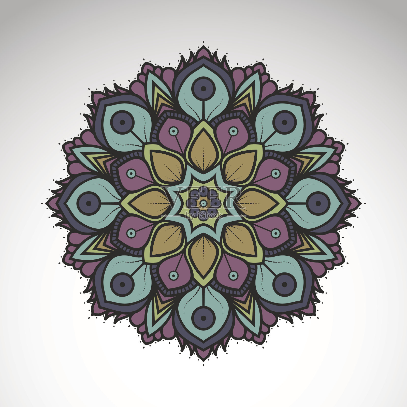 向量花曼荼罗。插画图片素材