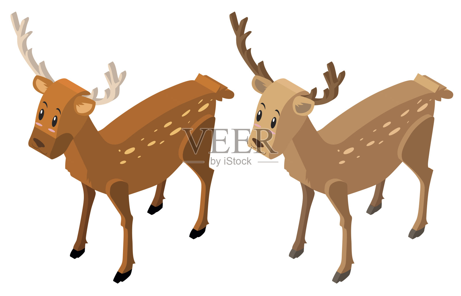 3D设计的两只鹿插画图片素材