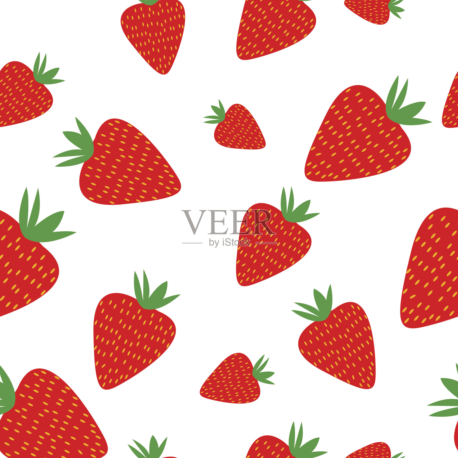 草莓无缝图案上的白色背景插画图片素材