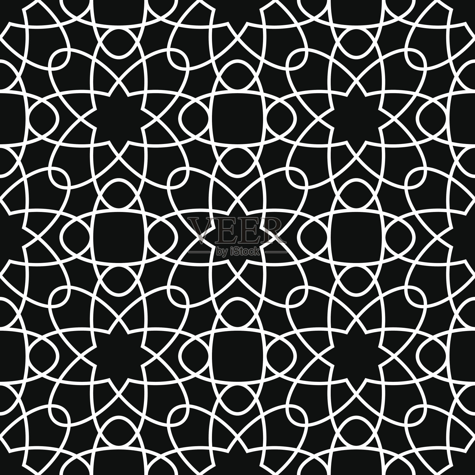 装饰摆件，黑白无缝图案。壁纸背景插画图片素材
