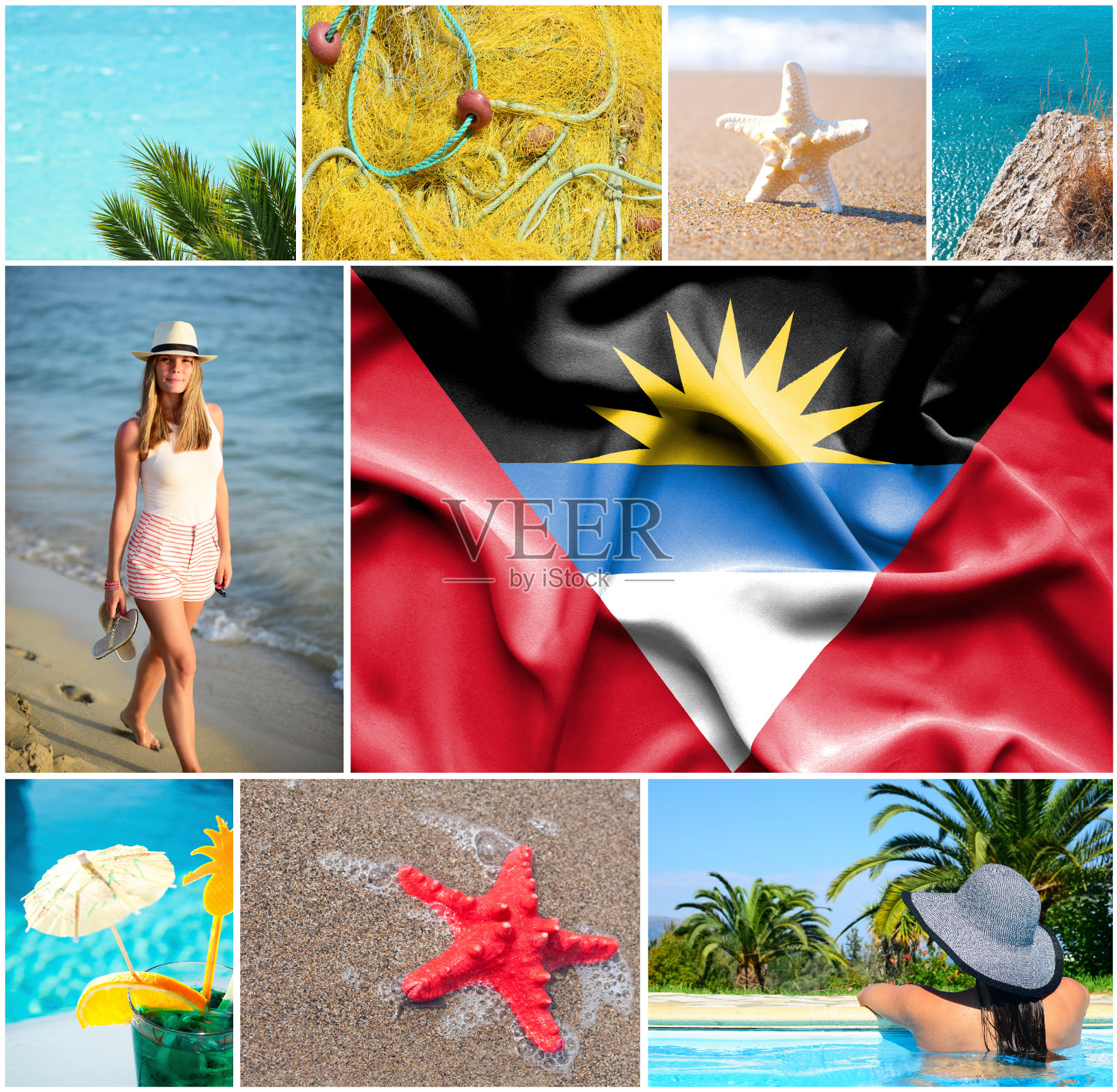在安提瓜和巴布达的暑假概念拼贴画照片摄影图片