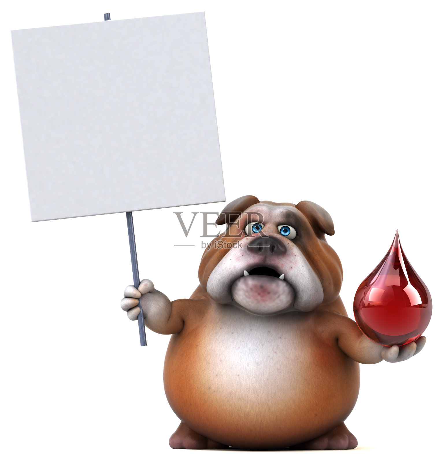 有趣的斗牛犬- 3D插图照片摄影图片