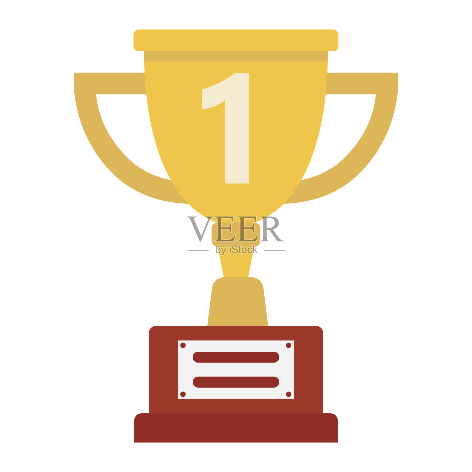 奖杯杯平面图标，获奖者和奖项，矢量图形，彩色固体图案上的白色背景，eps 10。插画图片素材