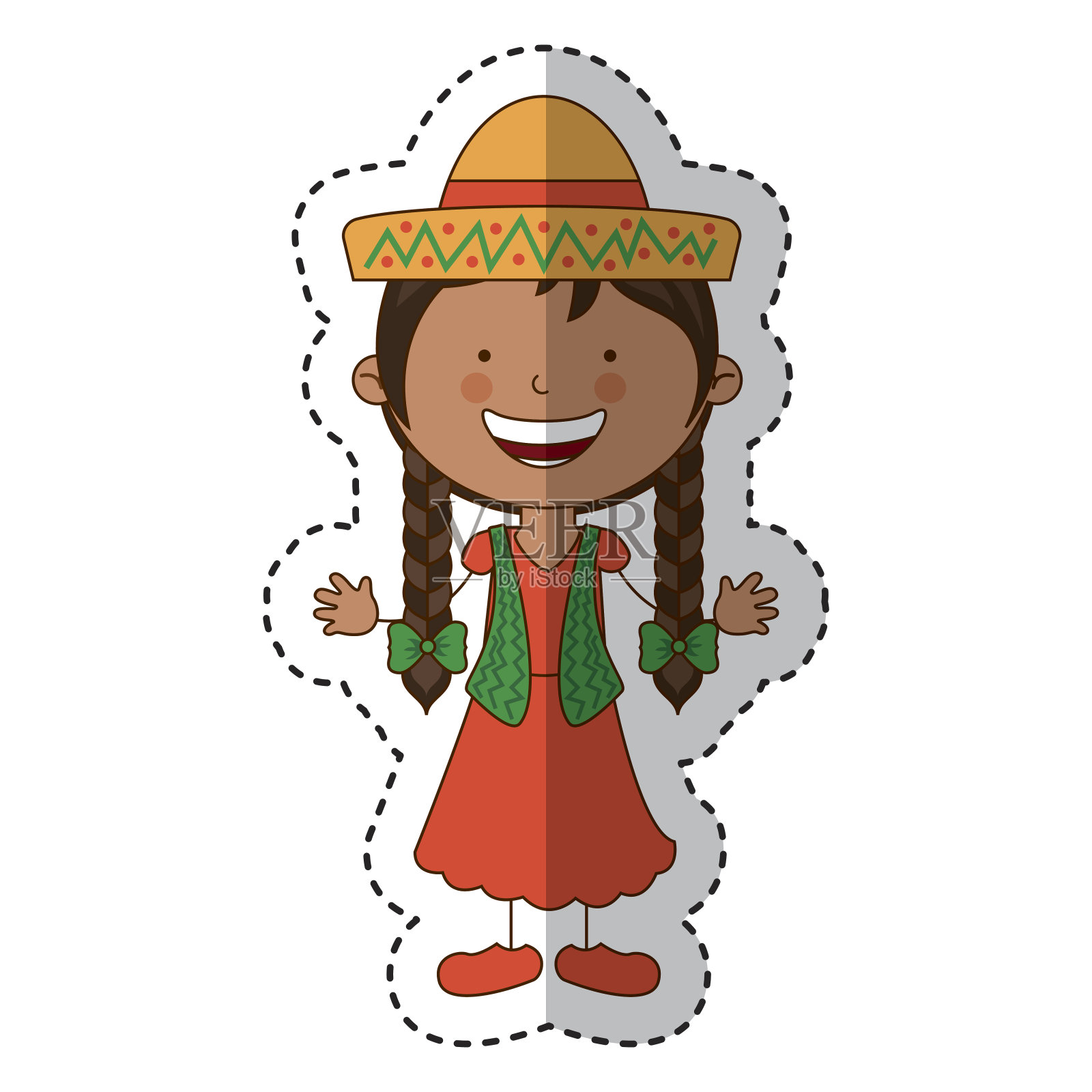 墨西哥小女孩角色插画图片素材