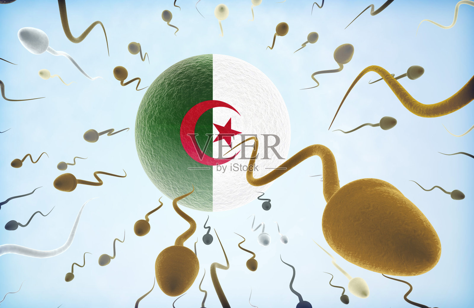 移民概念的3D插画：精子离开阿尔及利亚（系列）插画图片素材