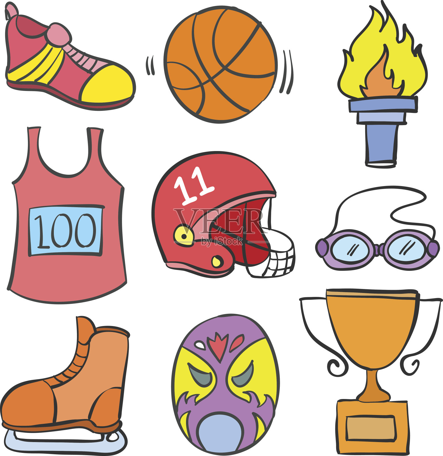 运动器材主题收藏涂鸦插画图片素材