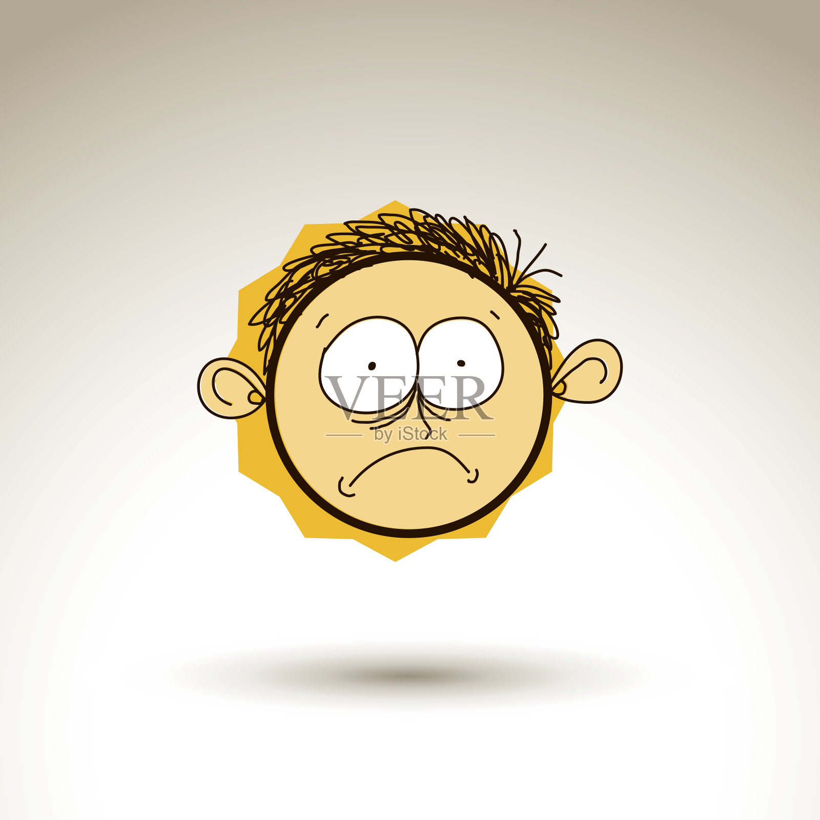 悲伤人物面部彩色绘画矢量图插画图片素材