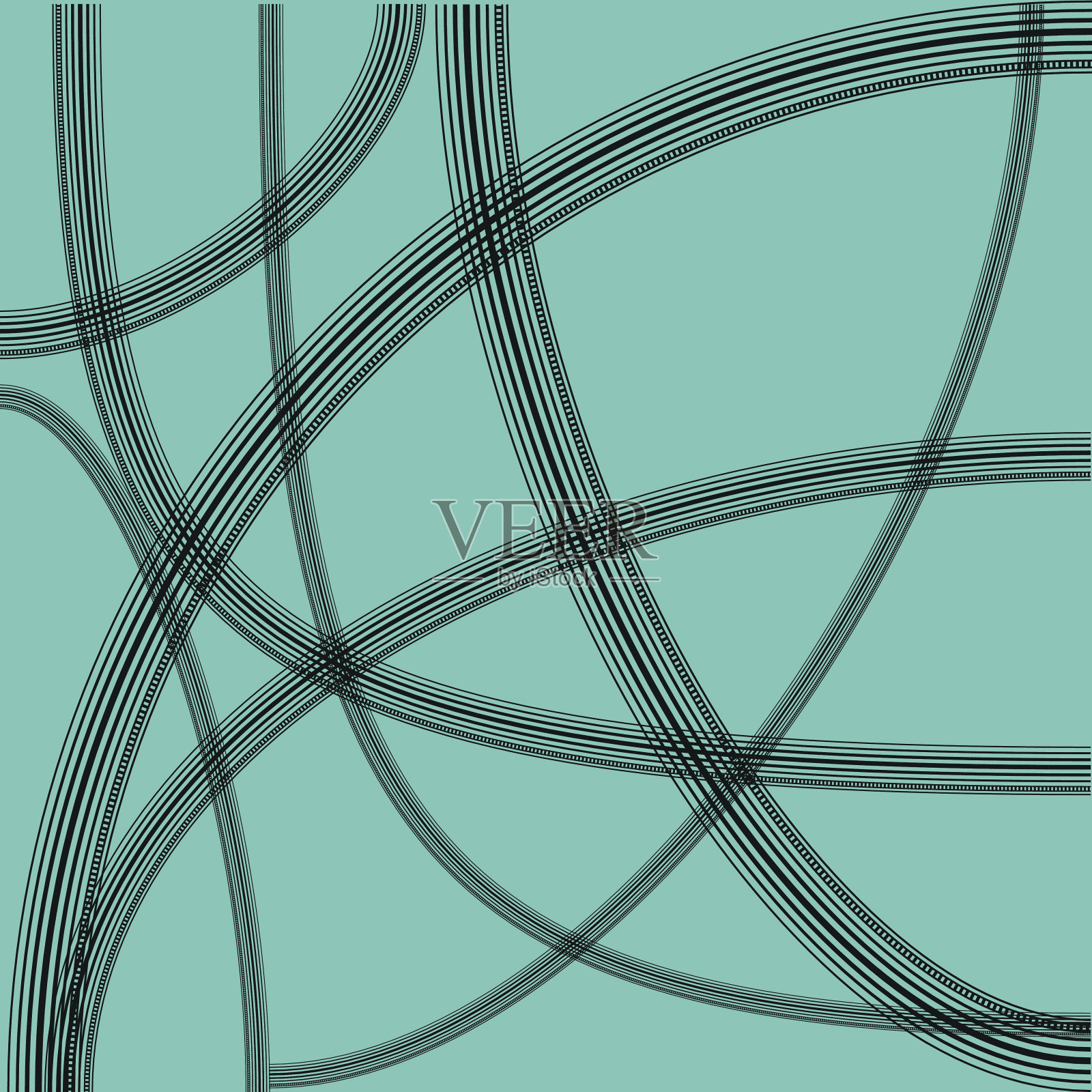 蓝色背景上的抽象黑线插画图片素材