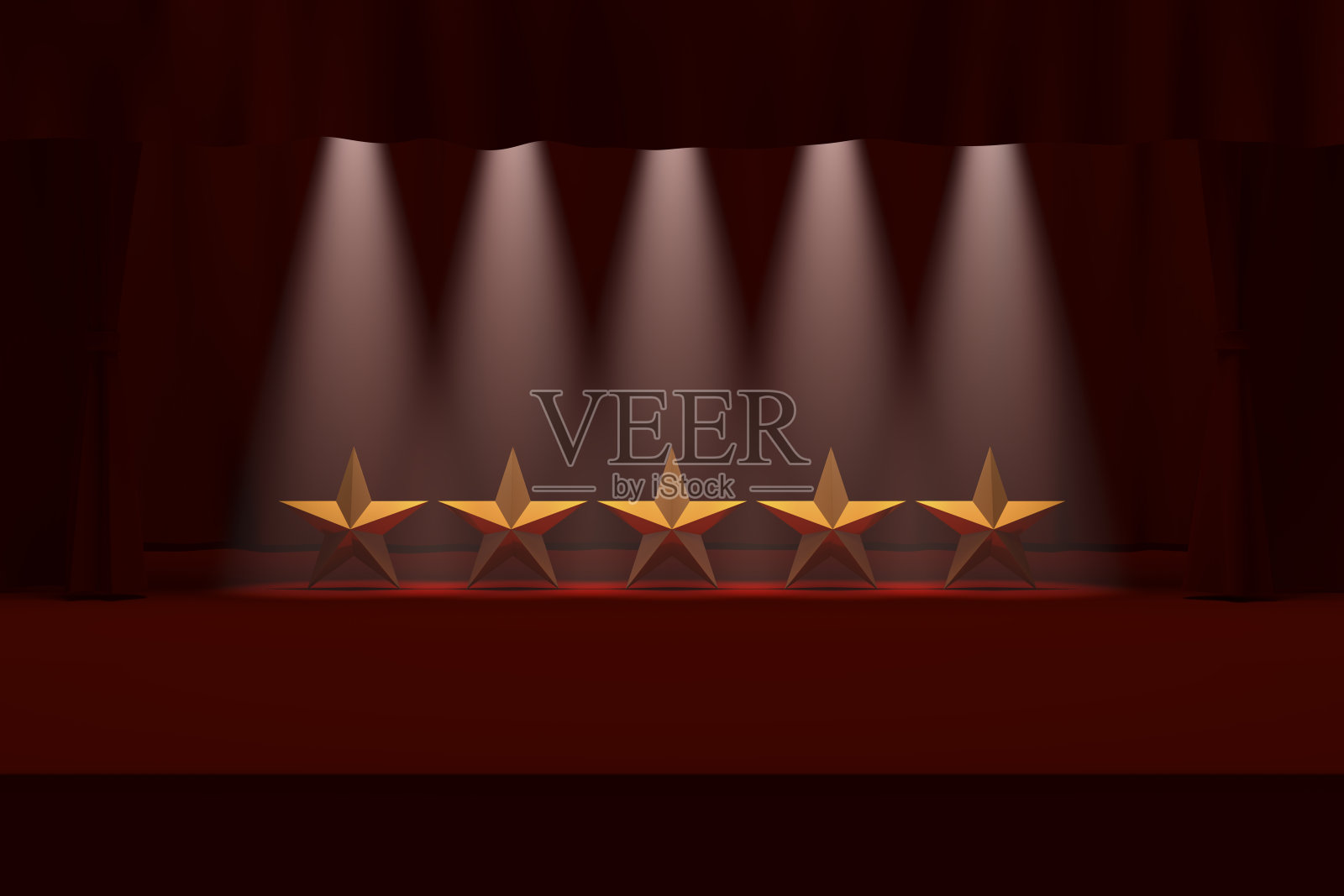 五颗金星登台照片摄影图片