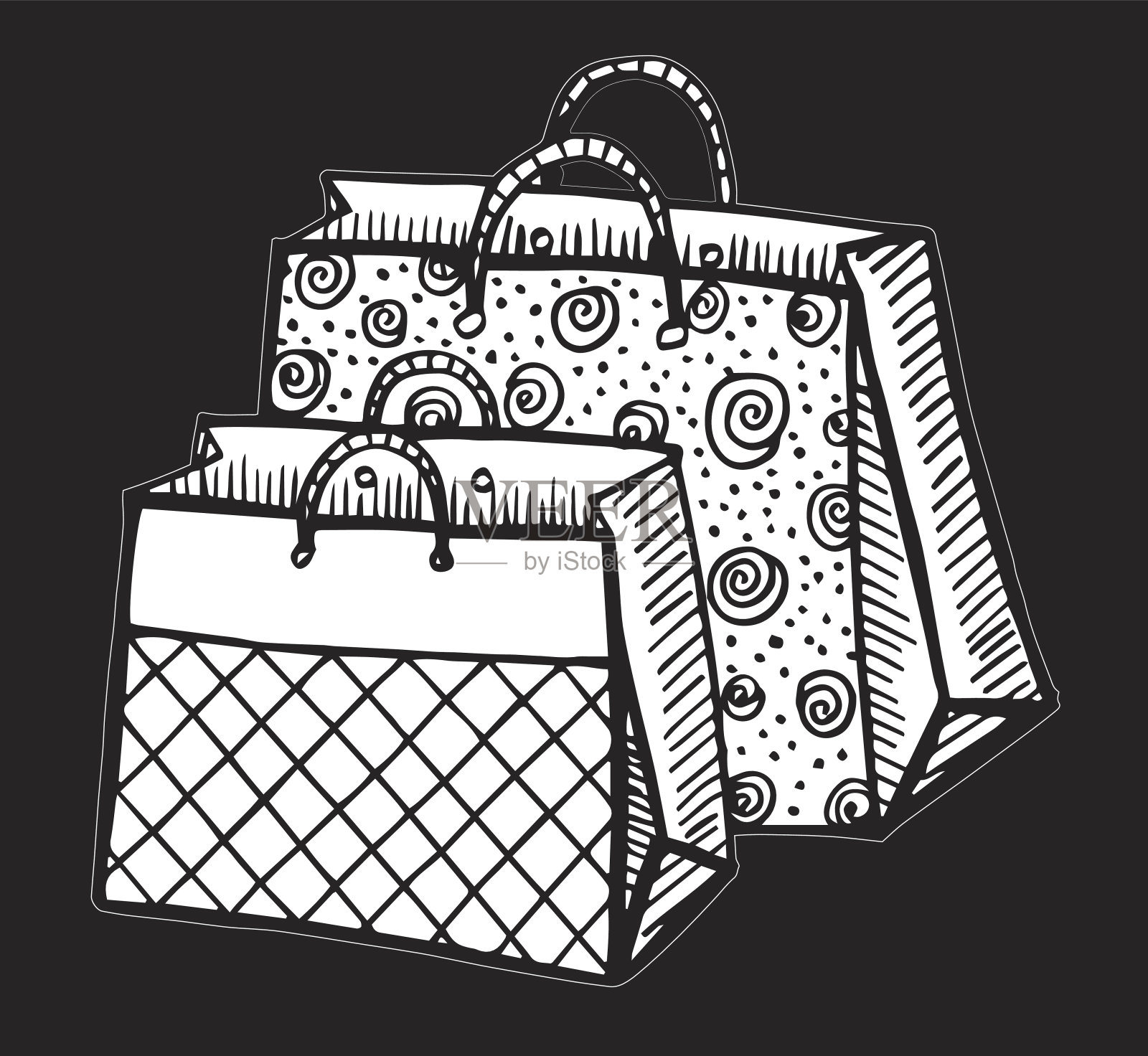 购物袋硬纸板画-插图购物插画图片素材