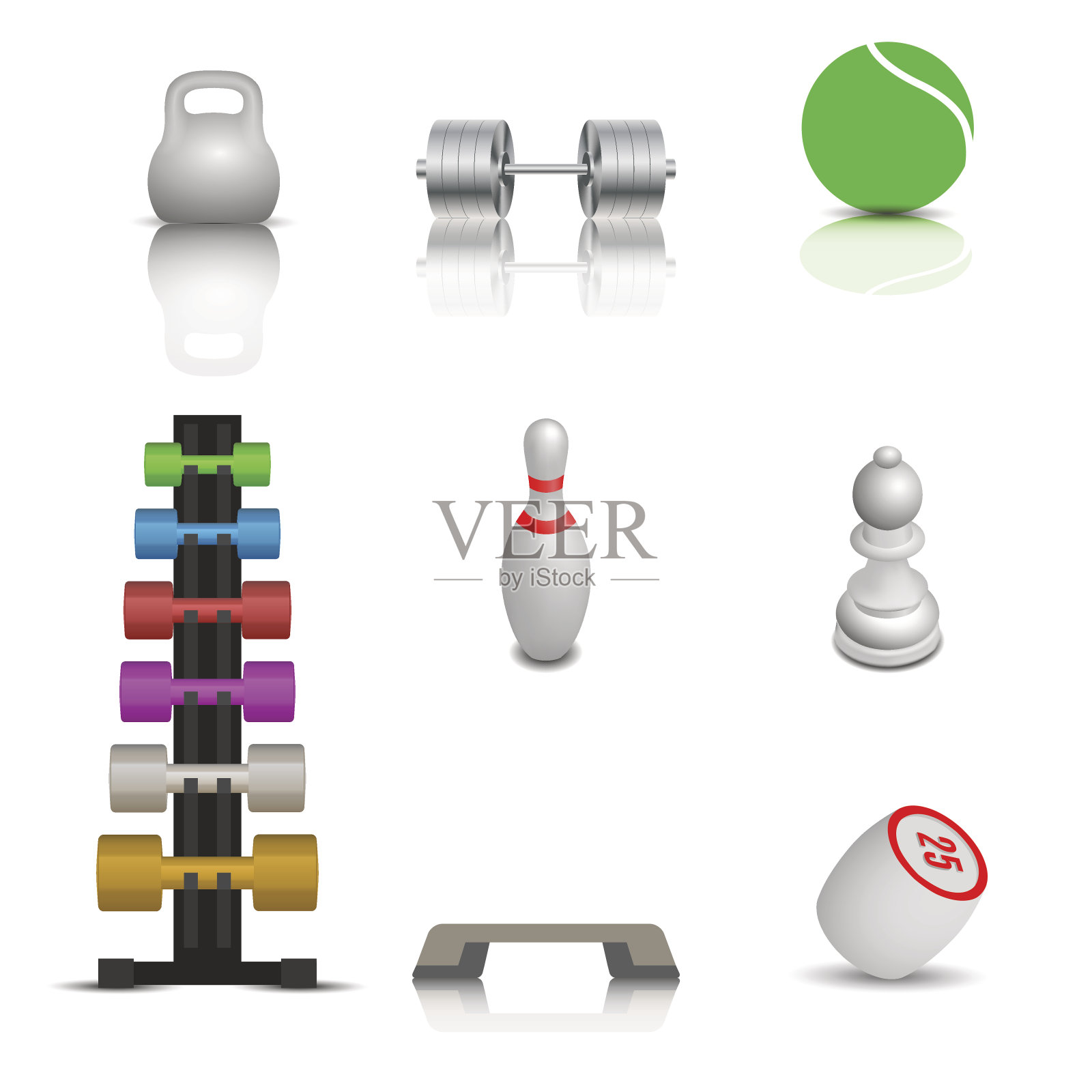 运动和游戏图标，矢量插图。图标素材