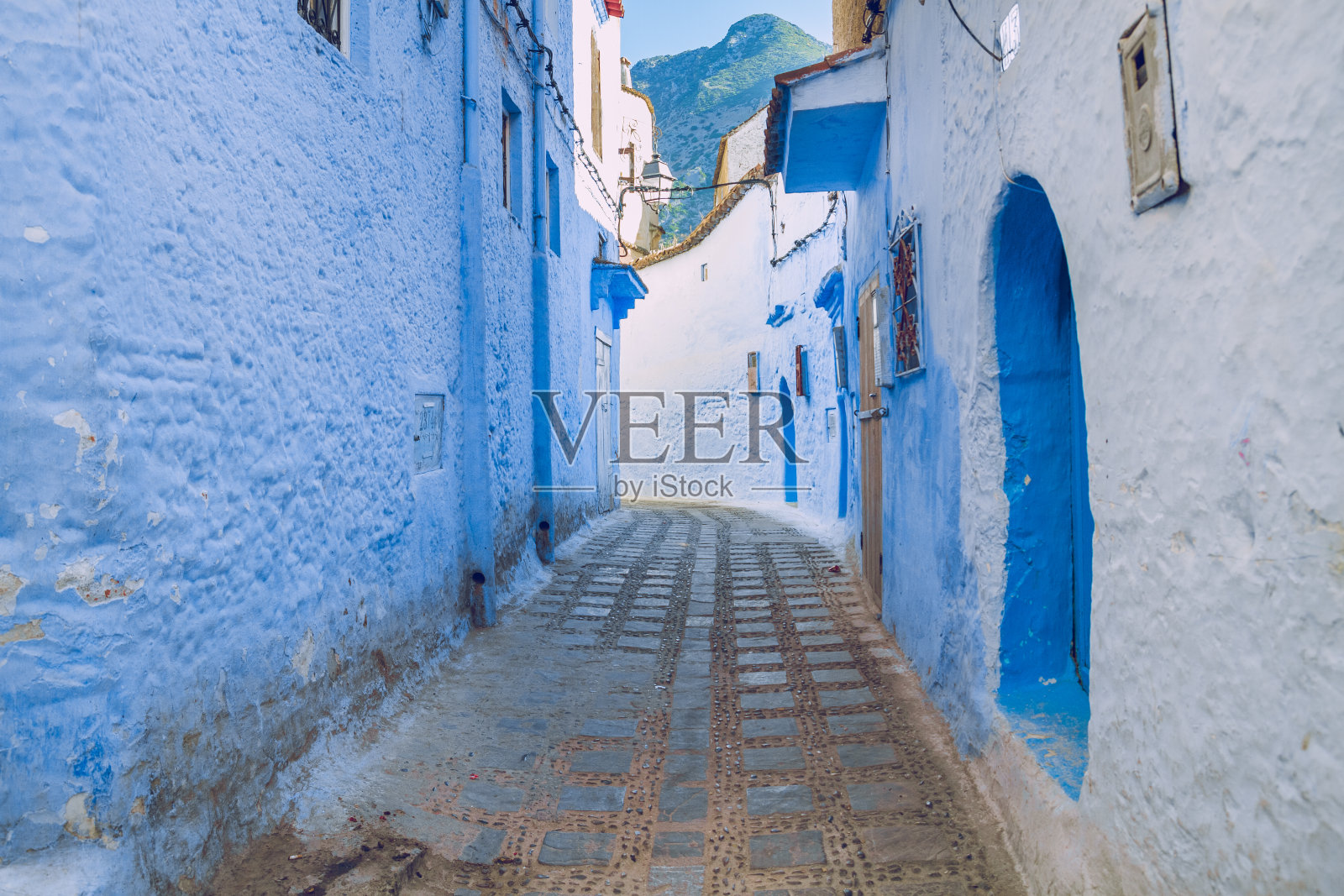 城市景观，chefchaouen，摩洛哥，非洲，2013。照片摄影图片