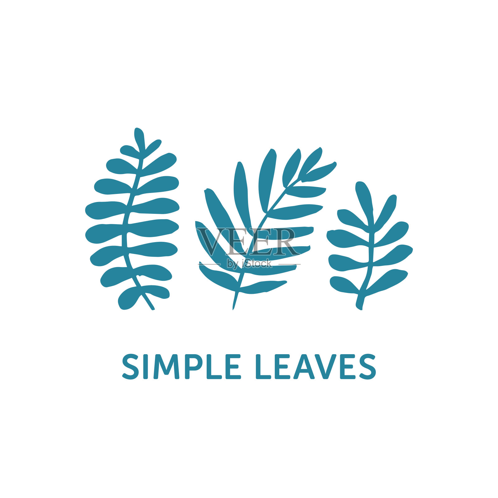 手工绘制的树叶在斯堪的纳维亚风格设计元素图片