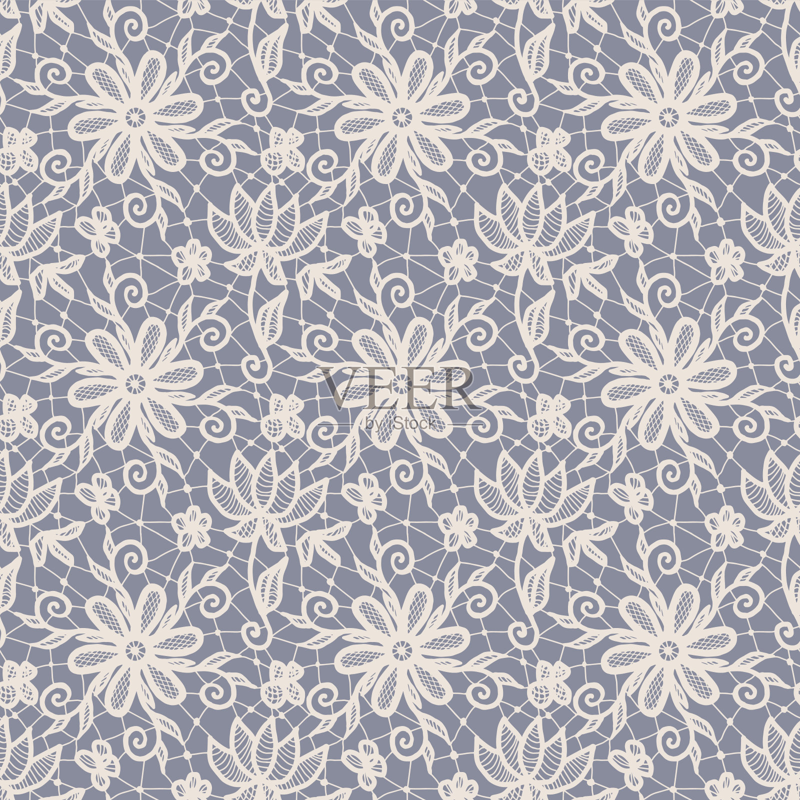 无缝的白色花边插画图片素材