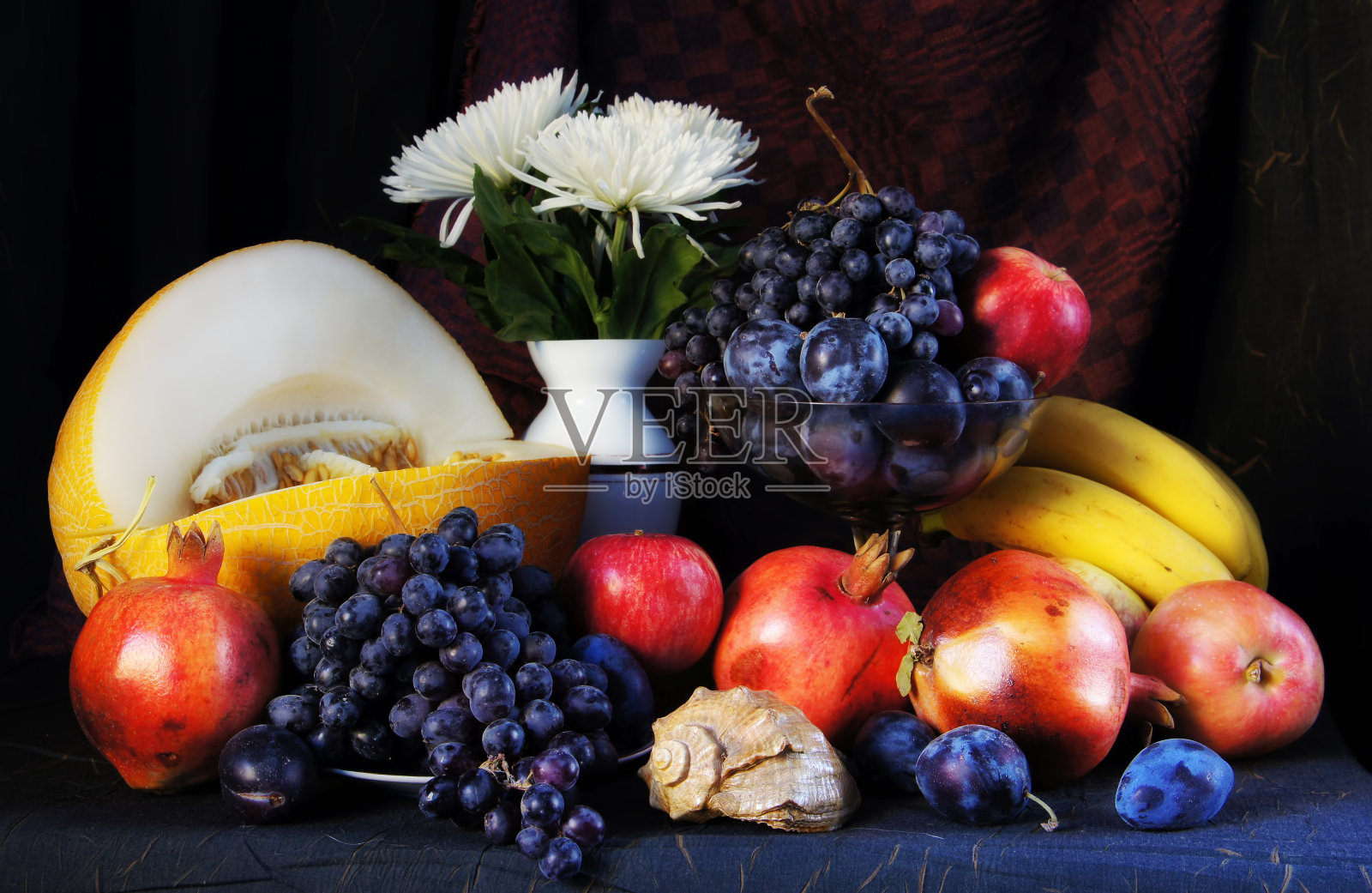 古典室内静物与新鲜水果照片摄影图片