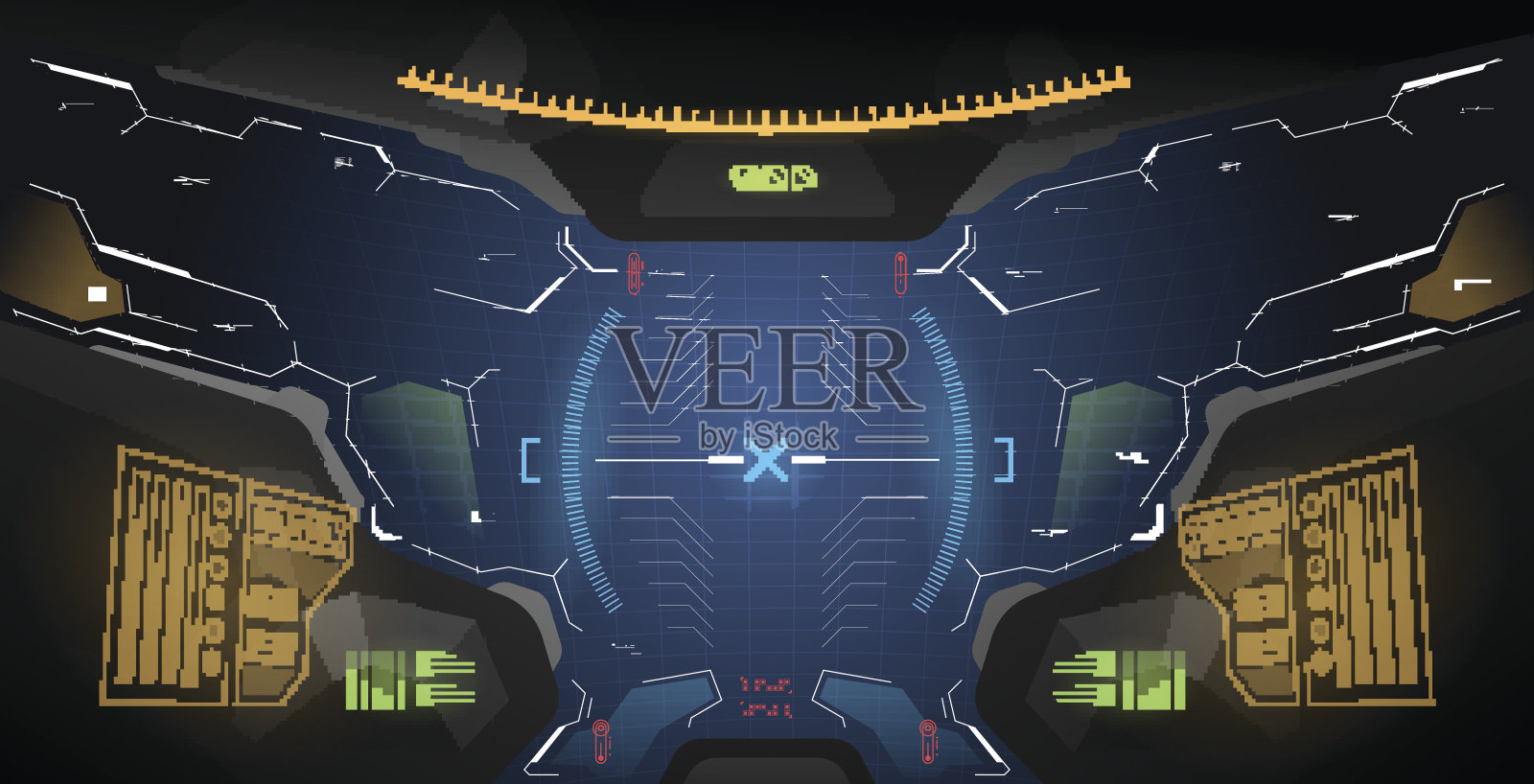 头盔的未来概念ui。平视显示模板。从头盔观看HUD元素插画图片素材