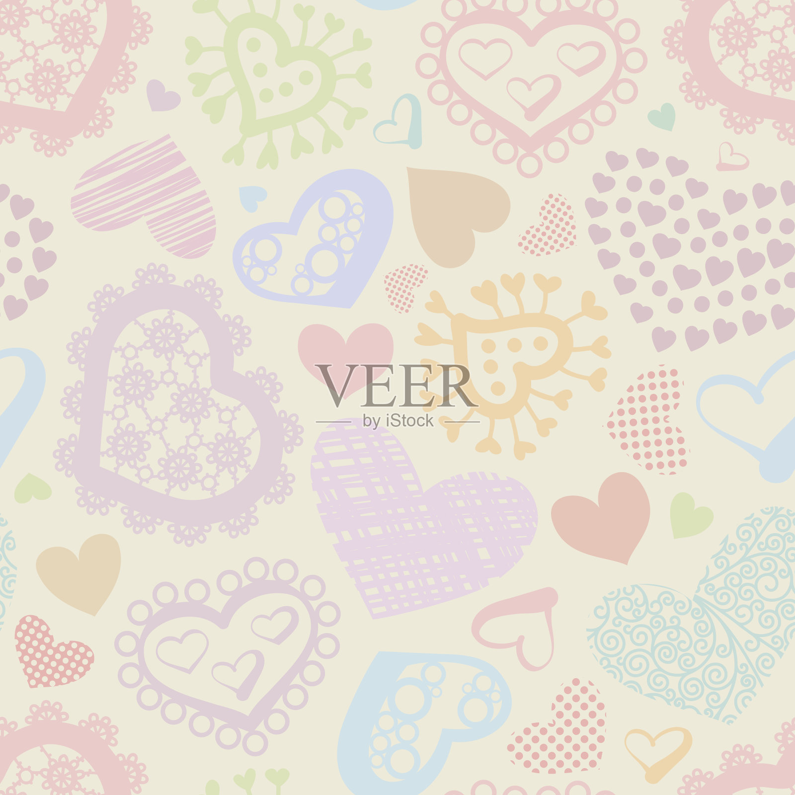 无缝背景与心形插画图片素材