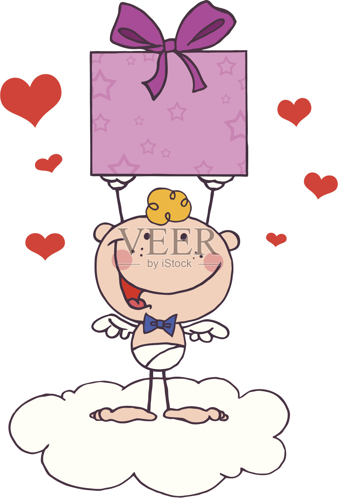 给丘比特一个礼物插画图片素材