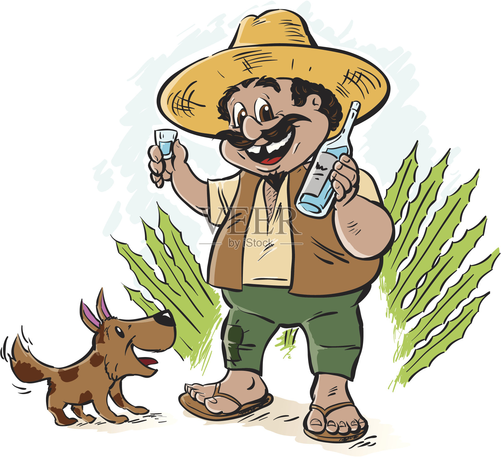 龙舌兰酒的酒鬼插画图片素材