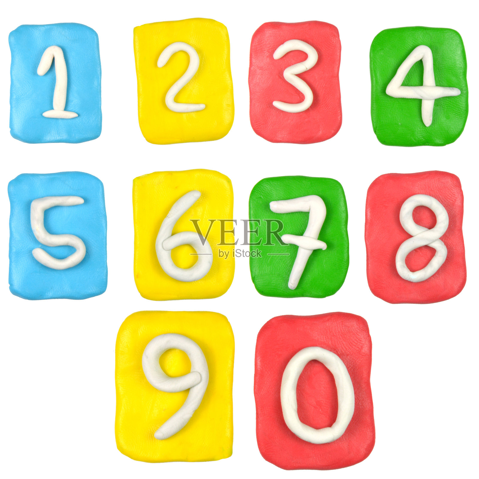 橡皮泥数集，孤立在白色背景照片摄影图片