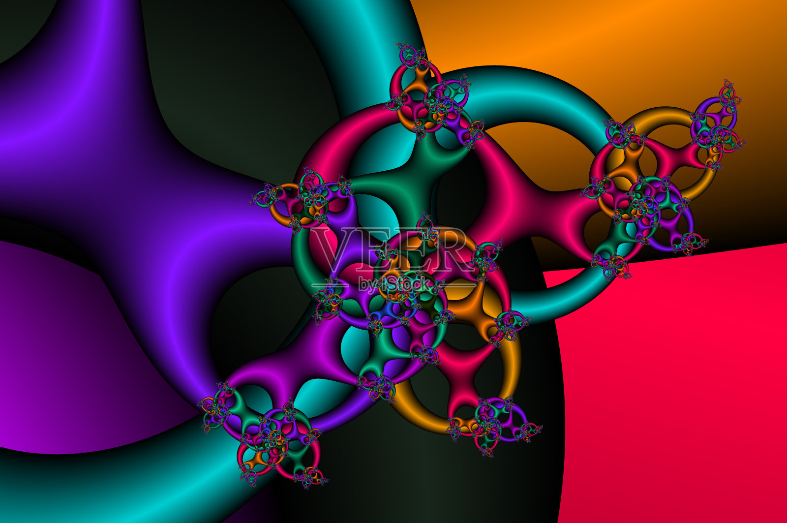 分形童话-超现实旋转木马。插画图片素材