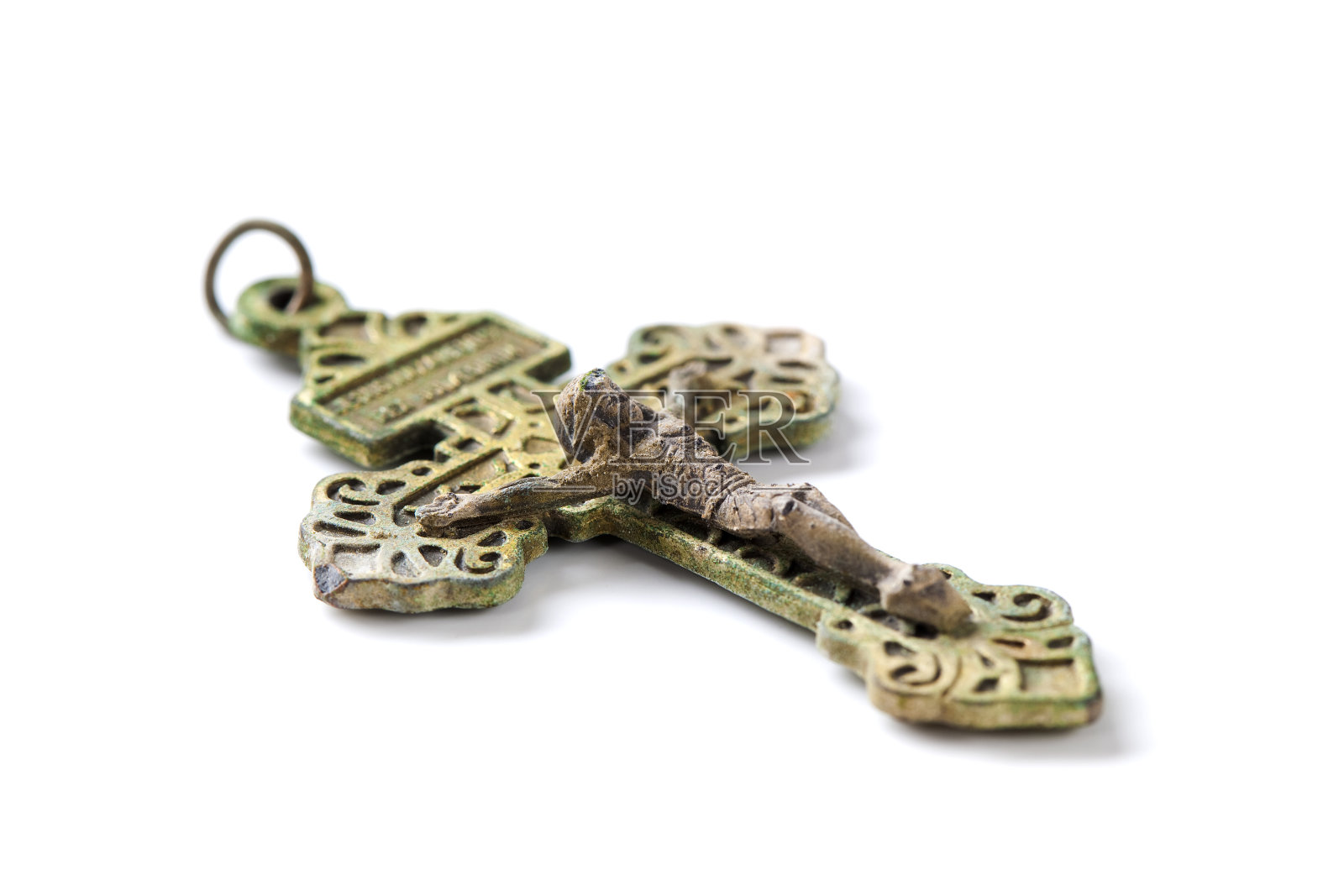 耶稣基督的古董金属十字架照片摄影图片