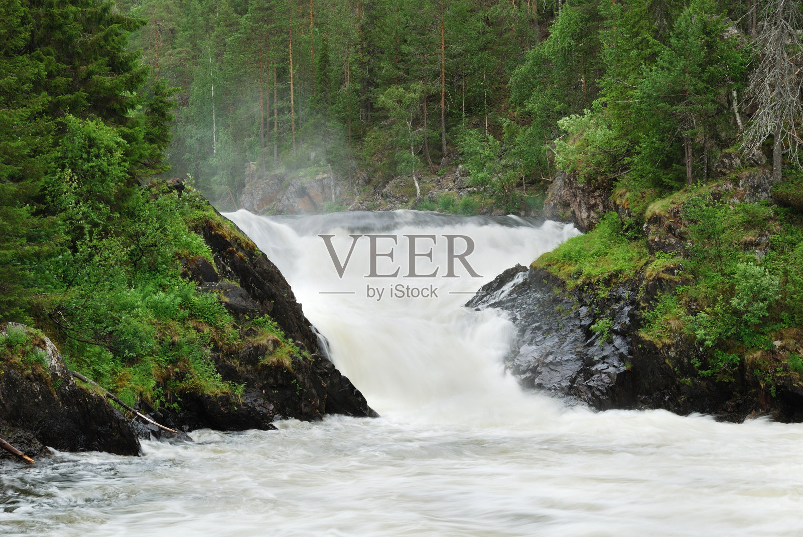 Kitkajoki河瀑布，芬兰照片摄影图片