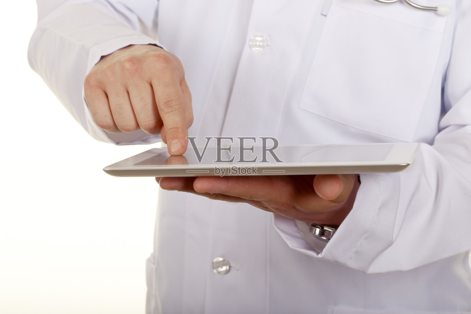 带数码片的医生照片摄影图片